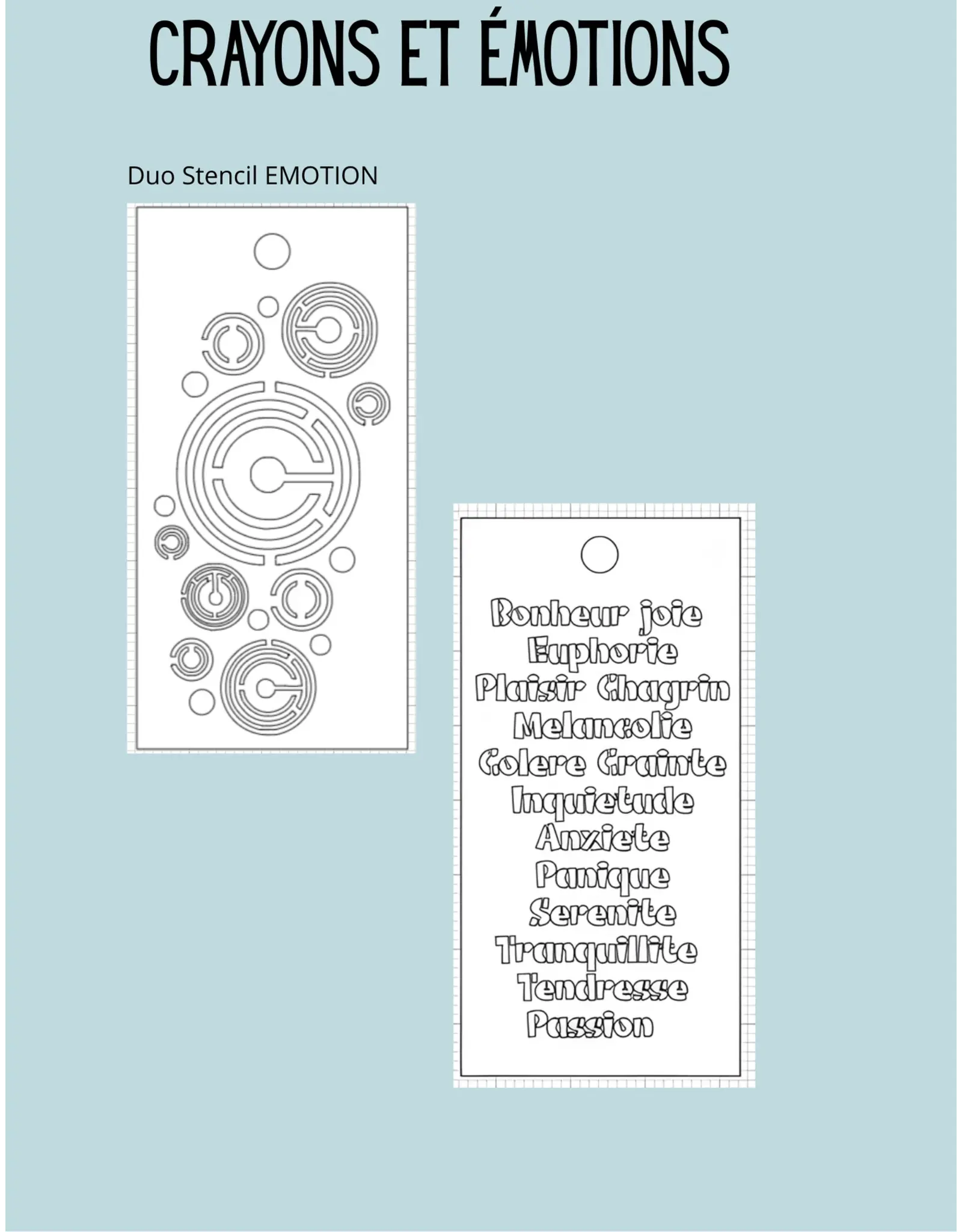 LE CHAOS CRÉATIF LE CHAOS CRÉATIF CRAYONS ET ÉMOTIONS STENCIL SET