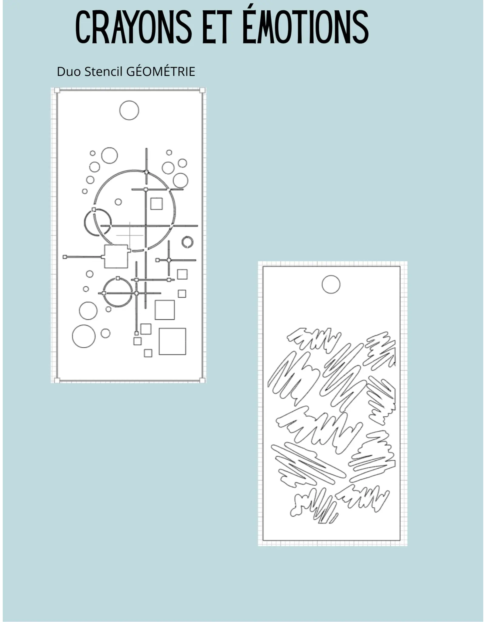 LE CHAOS CRÉATIF LE CHAOS CRÉATIF CRAYONS ET ÉMOTIONS GÉOMÉTRIE STENCIL SET