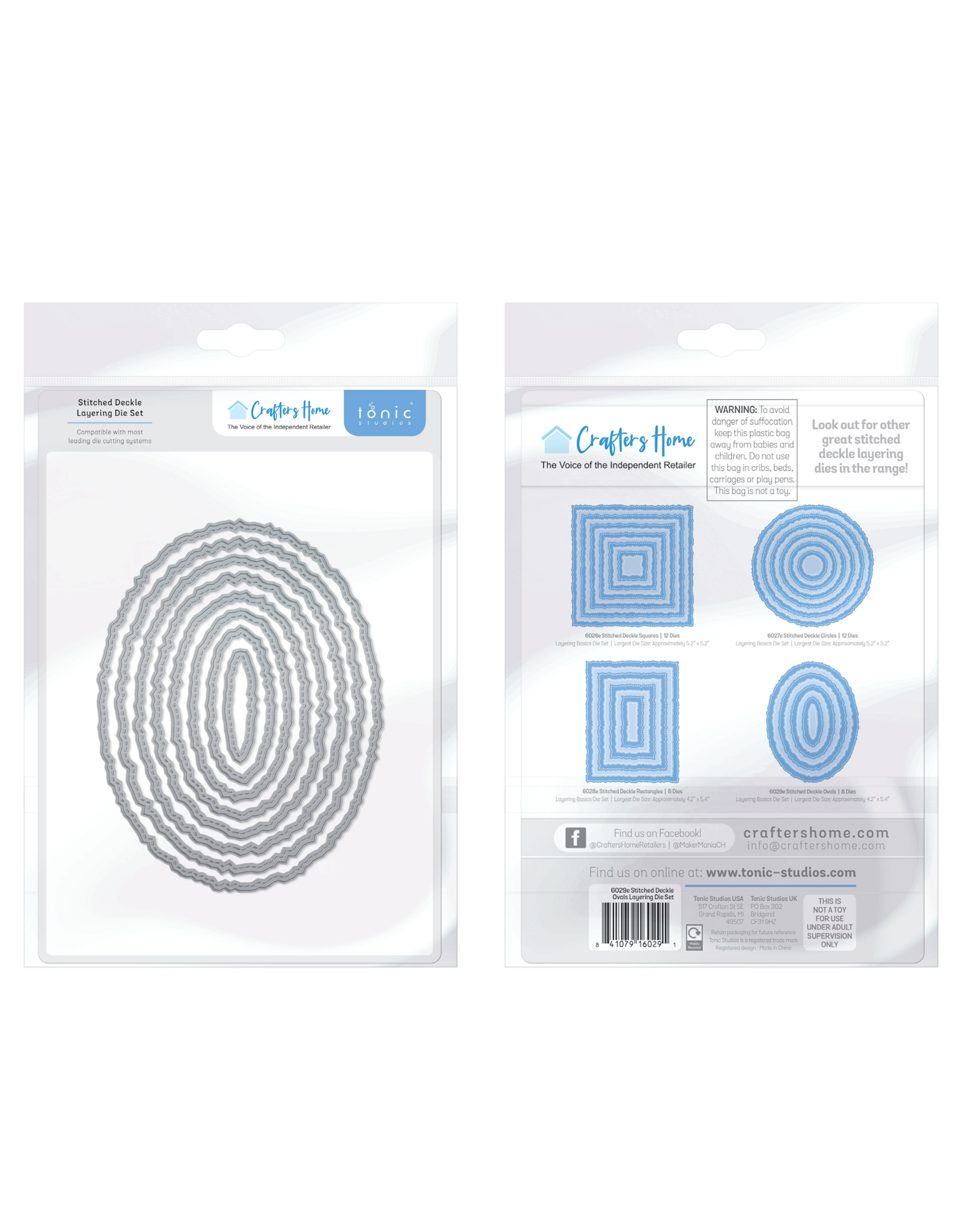 CRAFTERS HOME CRAFTERS HOME EXCLUSIVE TONIC STUDIOS STITCHED DECKLE OVALS LAYERING DIE SET