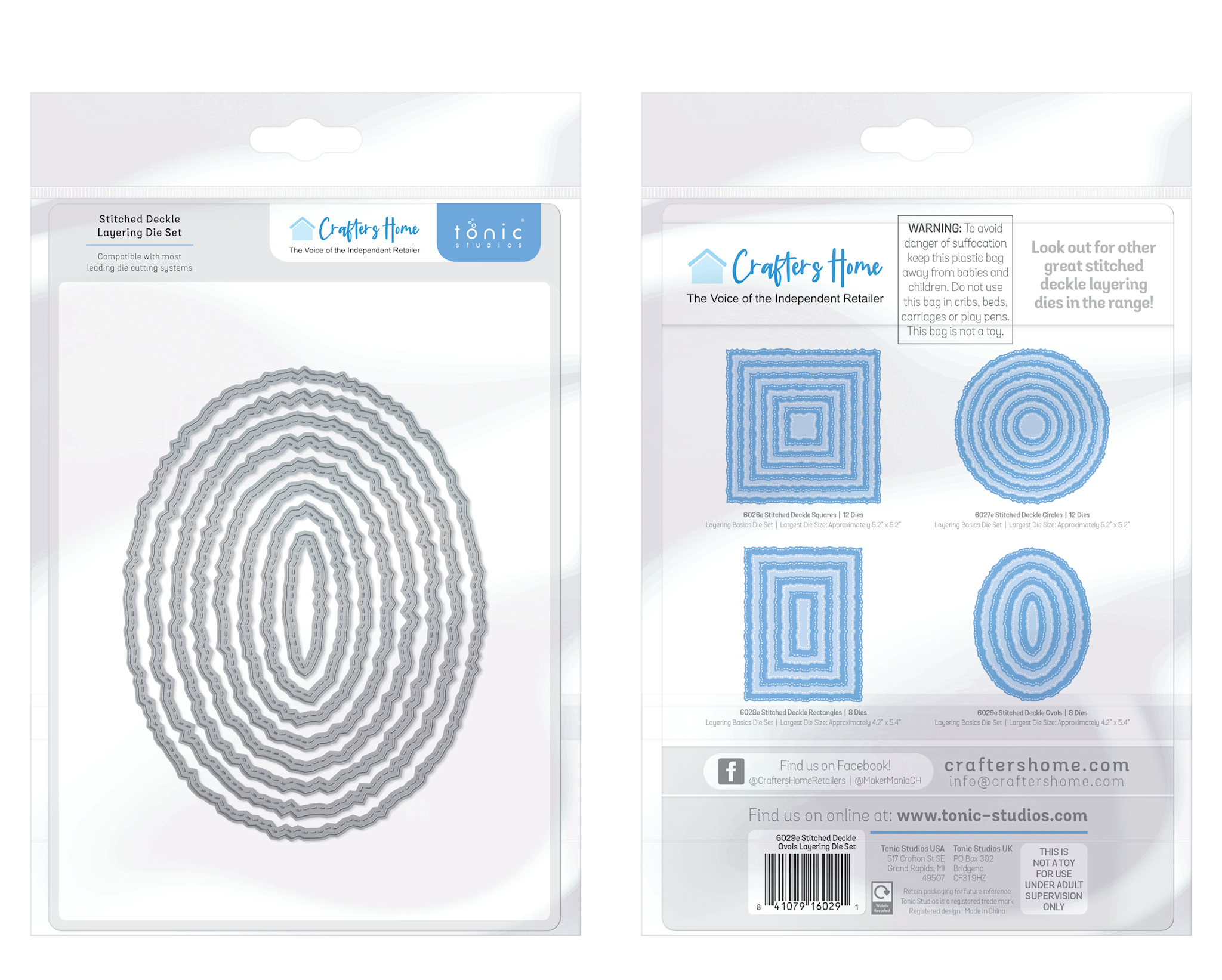 CRAFTERS HOME EXCLUSIVE TONIC STUDIOS STITCHED DECKLE OVALS LAYERING DIE SET