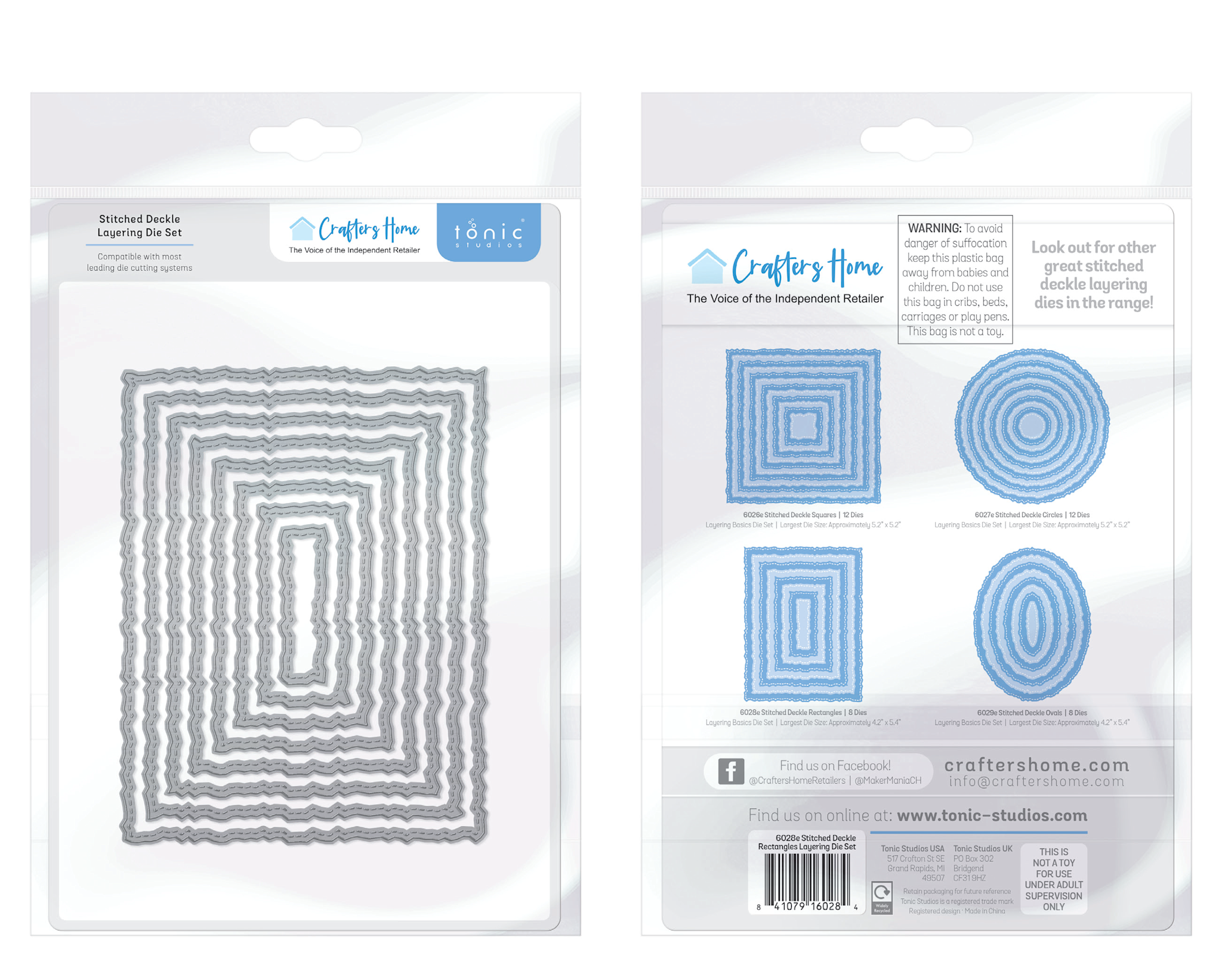 CRAFTERS HOME EXCLUSIVE TONIC STUDIOS STITCHED DECKLE RECTANGLES LAYERING DIE SET