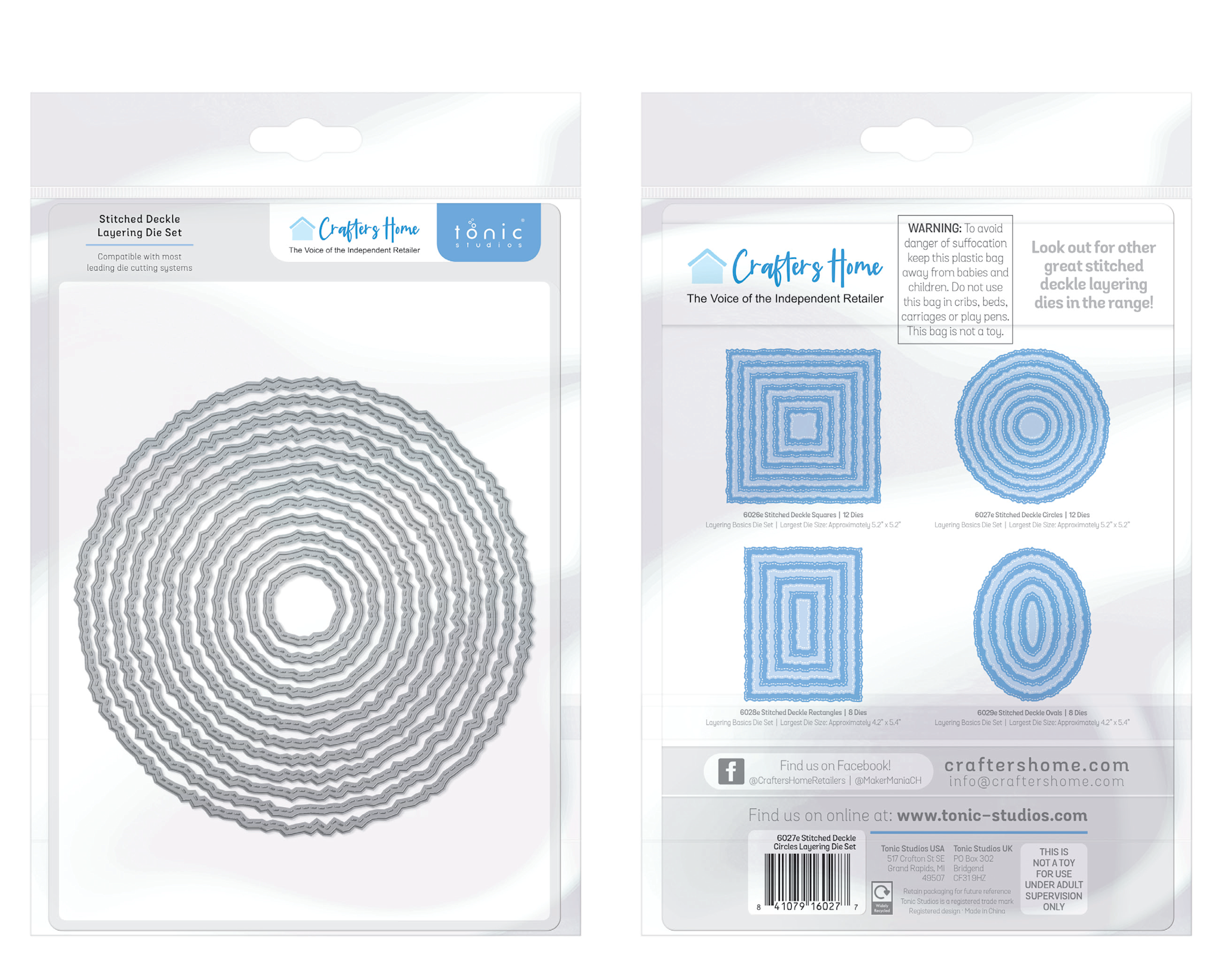 CRAFTERS HOME EXCLUSIVE TONIC STUDIOS STITCHED DECKLE CIRCLES LAYERING DIE SET