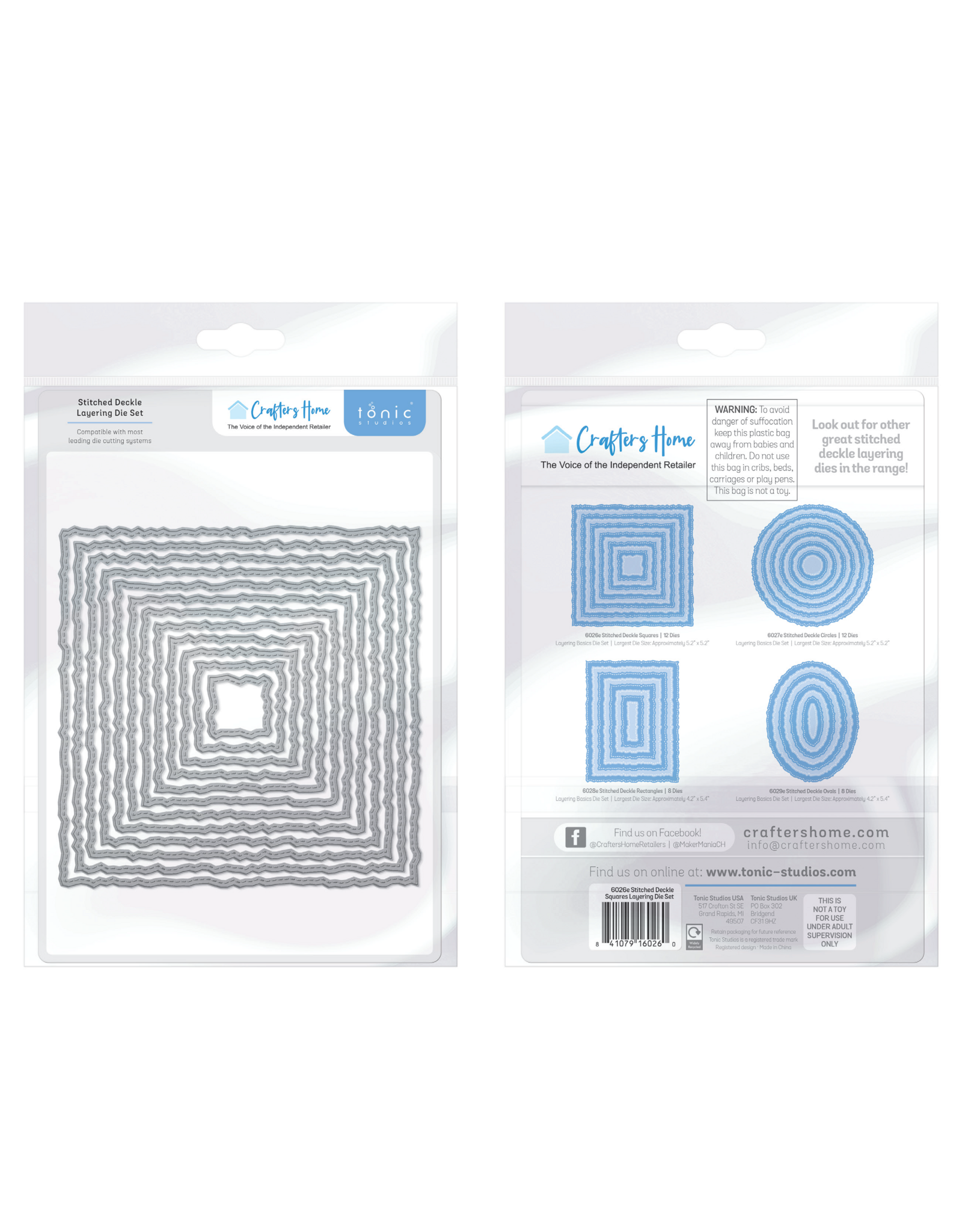 CRAFTERS HOME CRAFTERS HOME EXCLUSIVE TONIC STUDIOS STITCHED DECKLE SQUARES LAYERING DIE SET