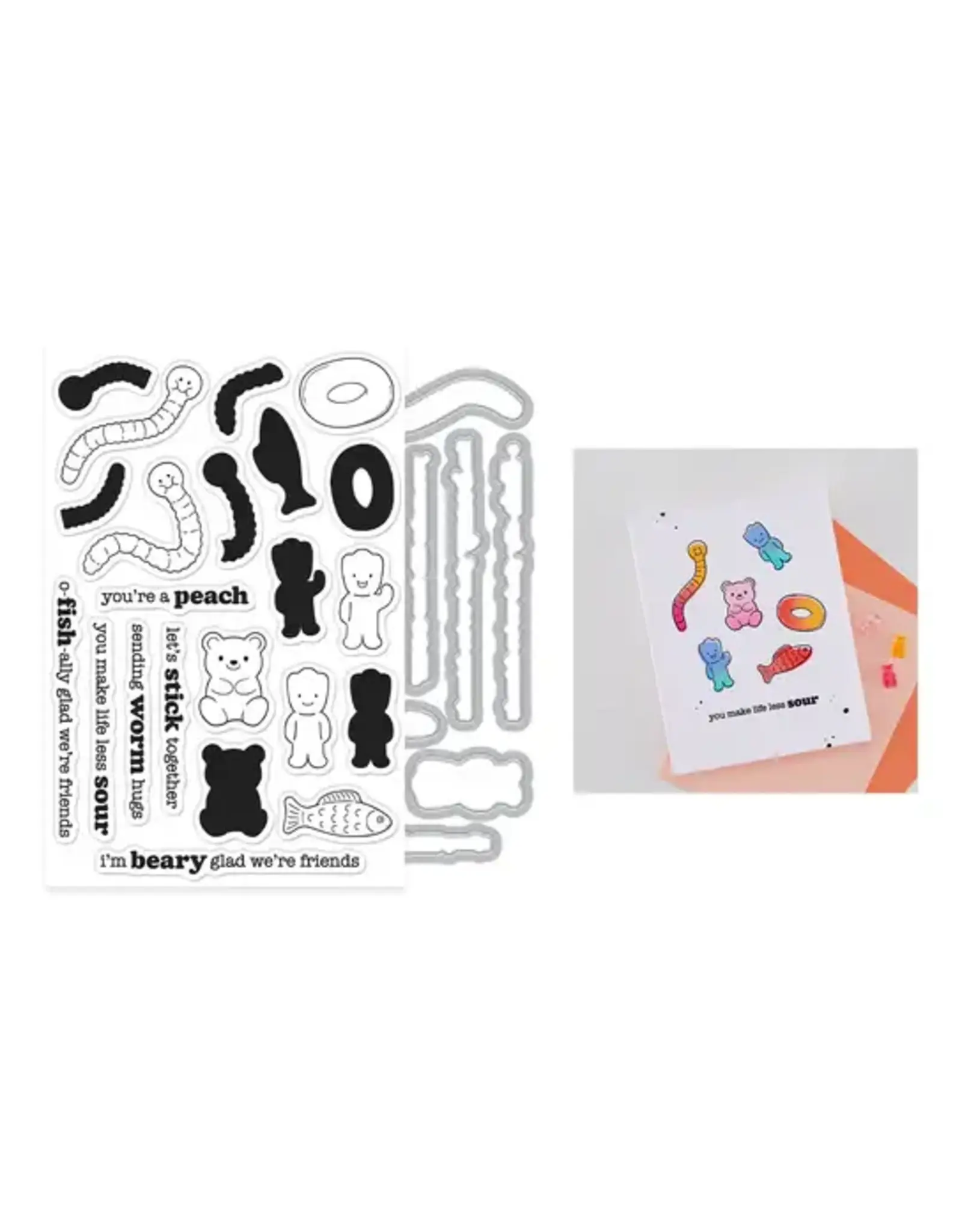 HERO ARTS HERO ARTS CARLY TEE LET'S STICK TOGETHER CLEAR STAMP AND DIE SET