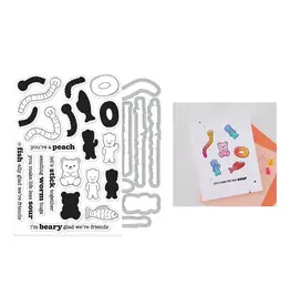 HERO ARTS HERO ARTS CARLY TEE LET'S STICK TOGETHER CLEAR STAMP AND DIE SET