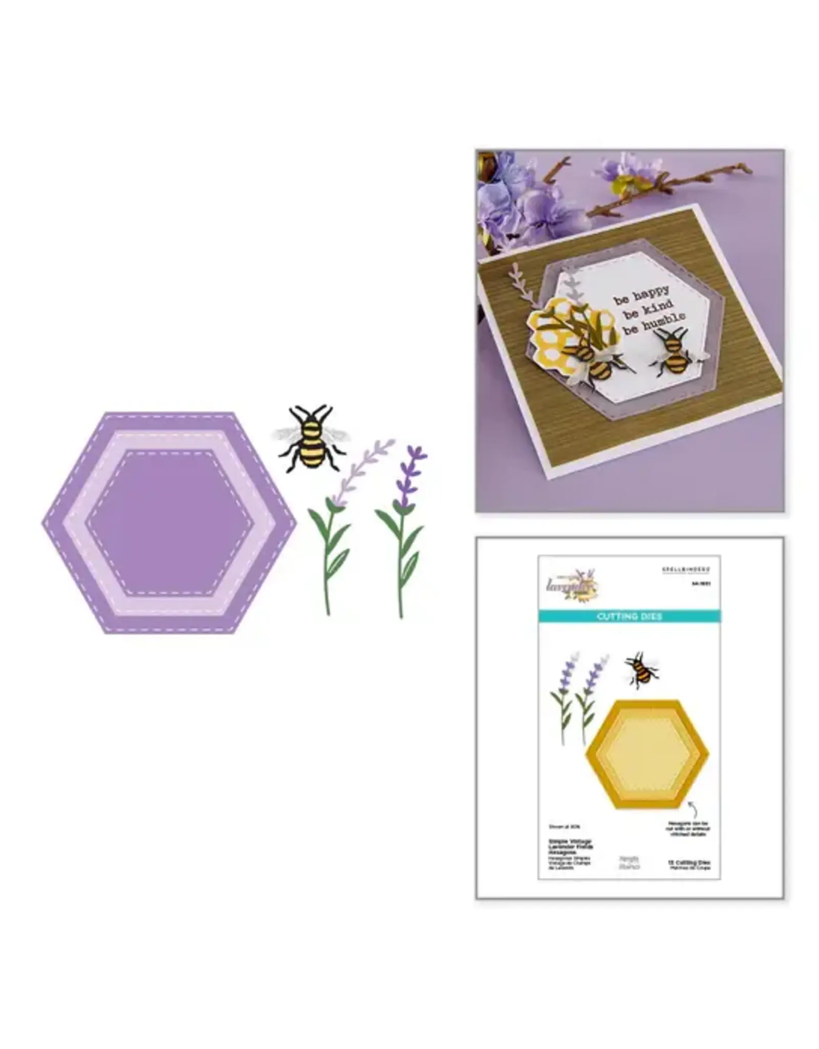 SPELLBINDERS SPELLBINDERS SIMPLE STORIES SIMPLE VINTAGE LAVENDER FIELDS HEXAGONS ETCHED DIE SET