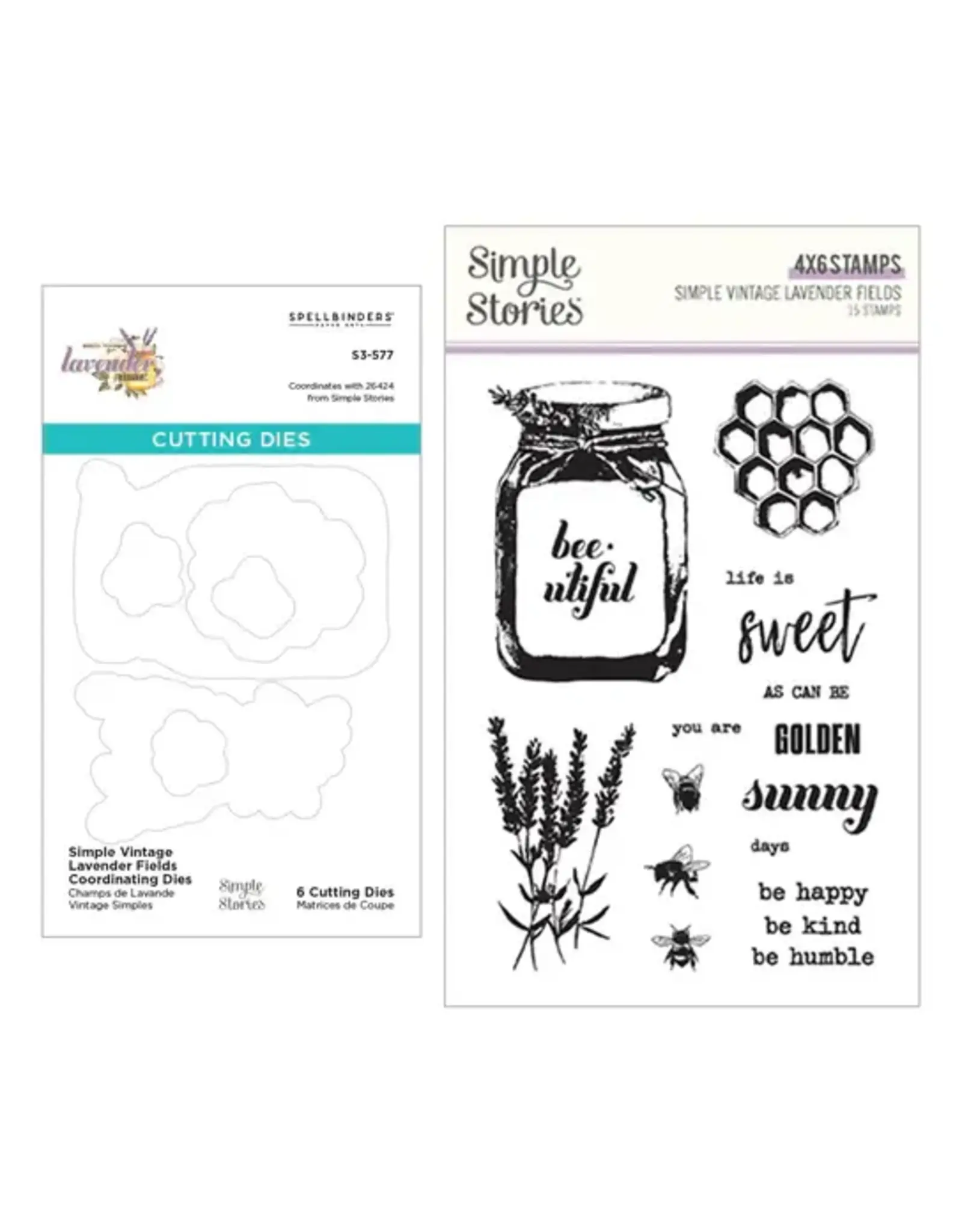SPELLBINDERS SPELLBINDERS SIMPLE STORIES SIMPLE VINTAGE LAVENDER FIELDS STAMP AND DIE SET