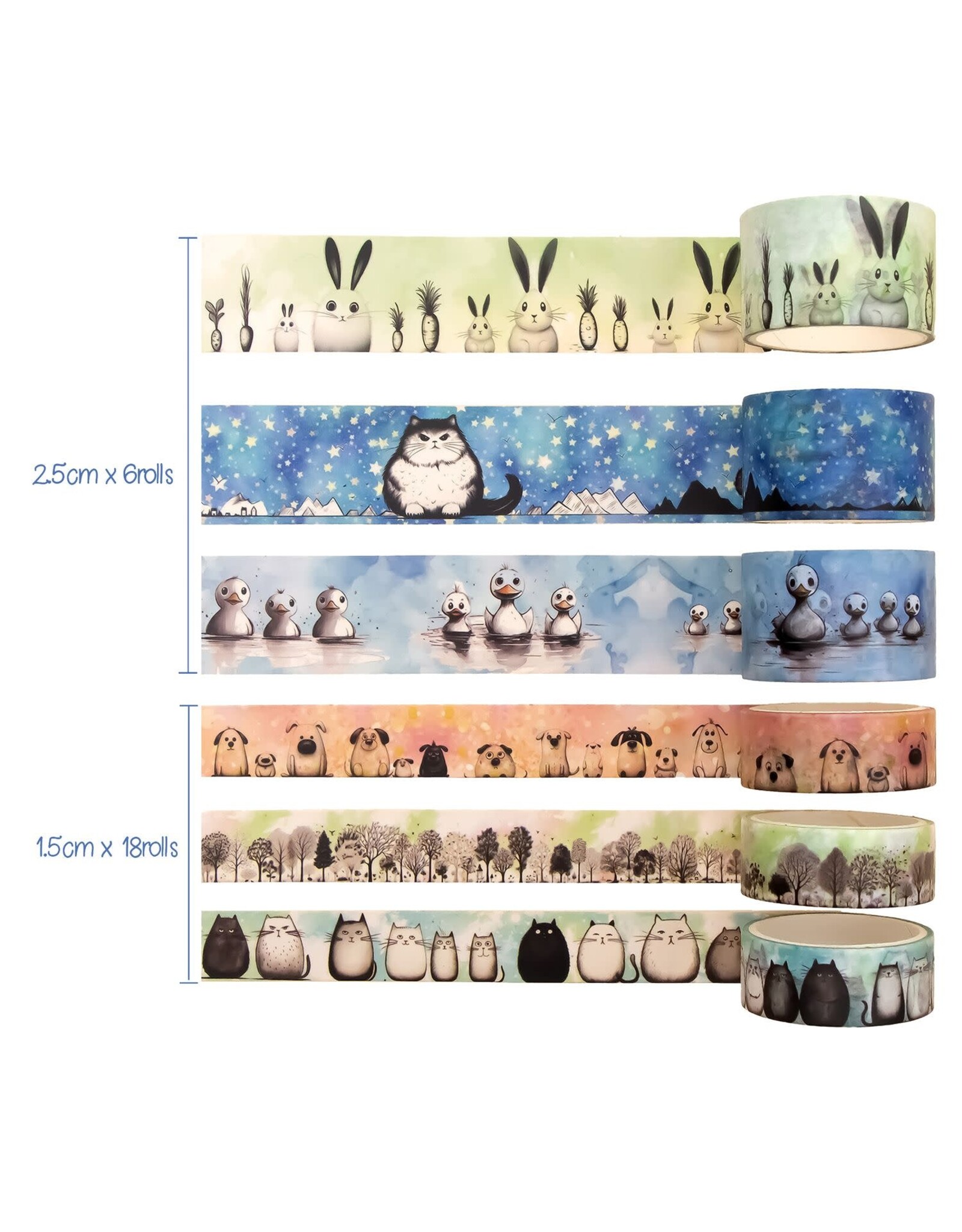 IEEBEE IEEBEE ADORABLE ADVENTURES WASHI TAPE SET 24PK
