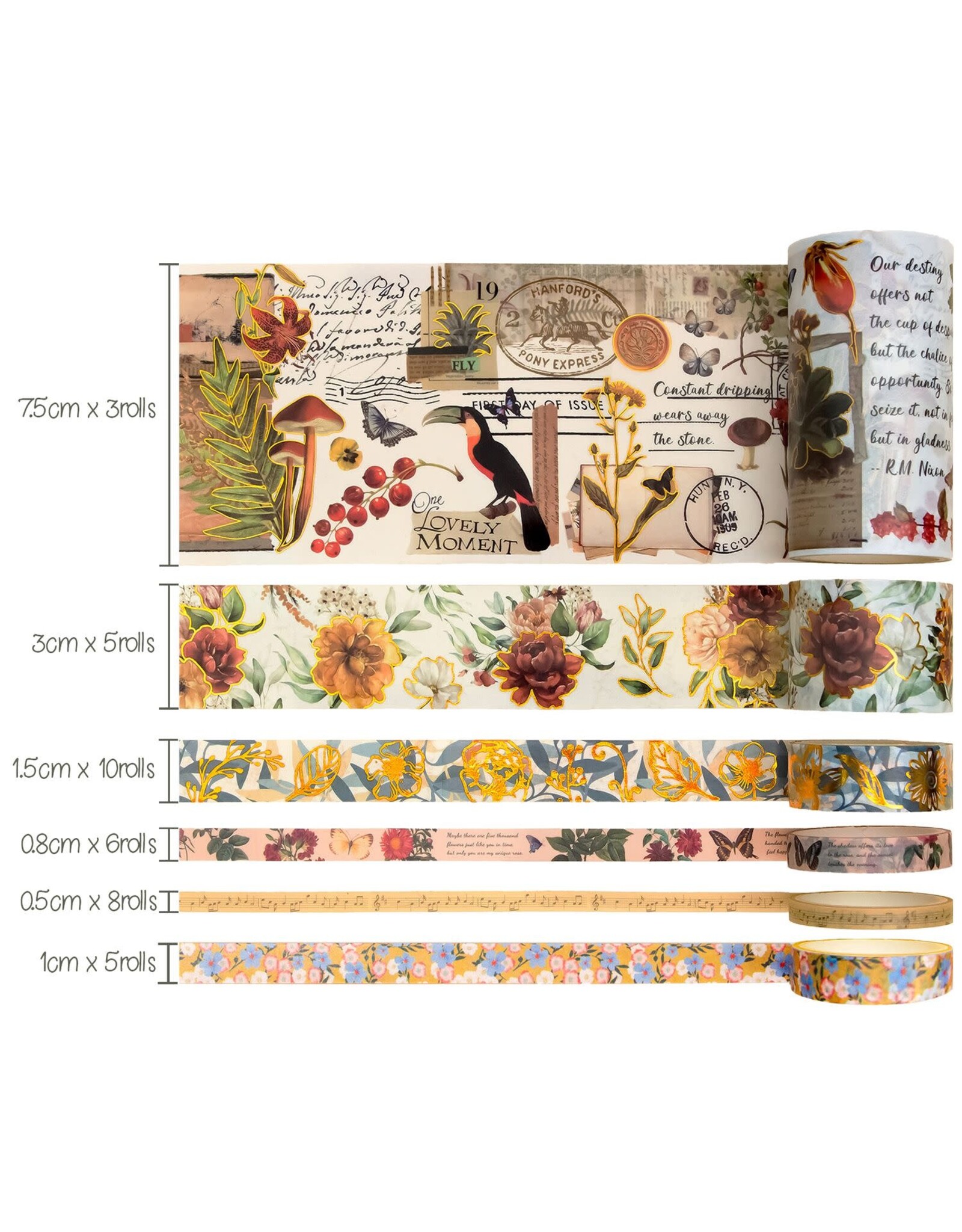 IEEBEE IEEBEE NATURE'S NOTE WASHI TAPE SET 37PK