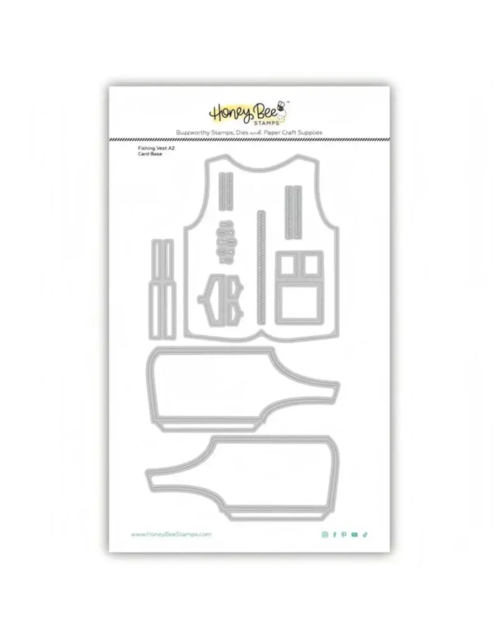 HONEY BEE HONEY BEE STAMPS LOVELY LAYERS: FISHING VEST A2 CARD BASE DIE SET