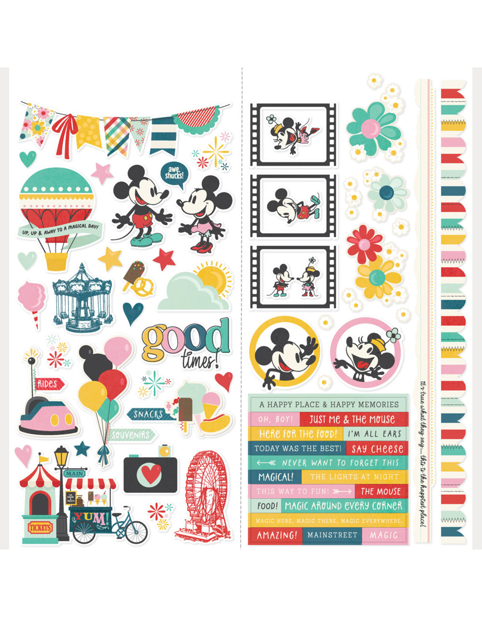 SIMPLE STORIES SIMPLE STORIES SAY CHEESE HAPPIEST PLACE 12x12 CARDSTOCK STICKERS ICONS