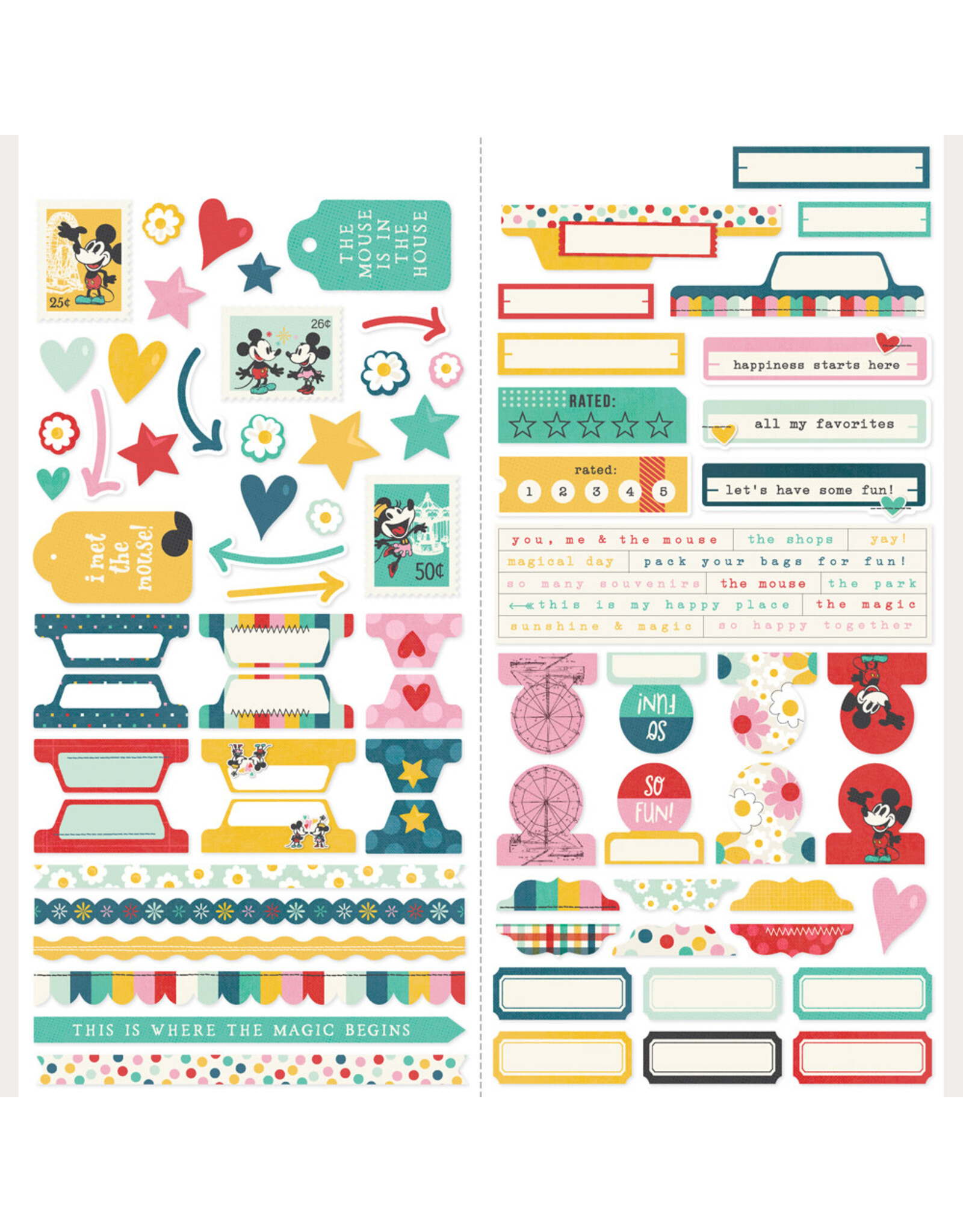 SIMPLE STORIES SIMPLE STORIES SAY CHEESE HAPPIEST PLACE 12x12 CARDSTOCK STICKERS BASICS