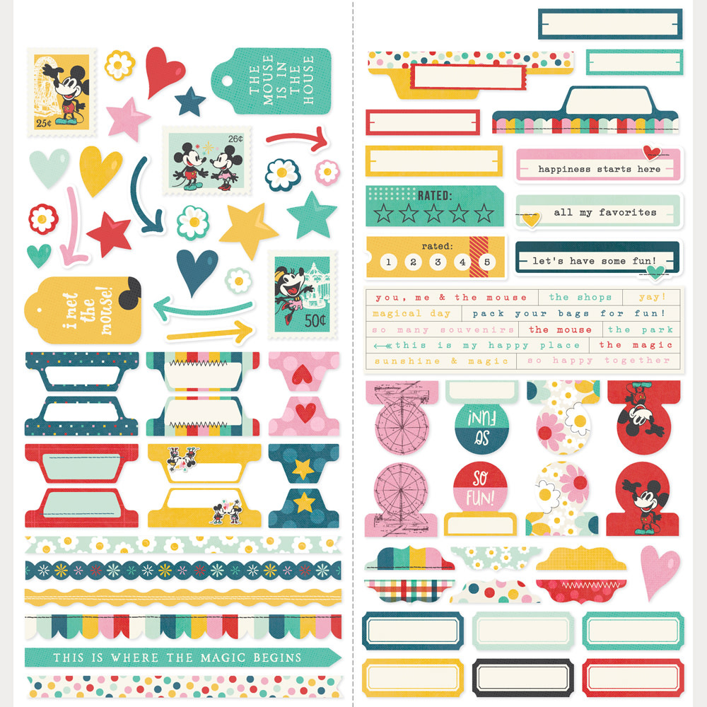SIMPLE STORIES SIMPLE STORIES SAY CHEESE HAPPIEST PLACE 12x12 CARDSTOCK STICKERS BASICS