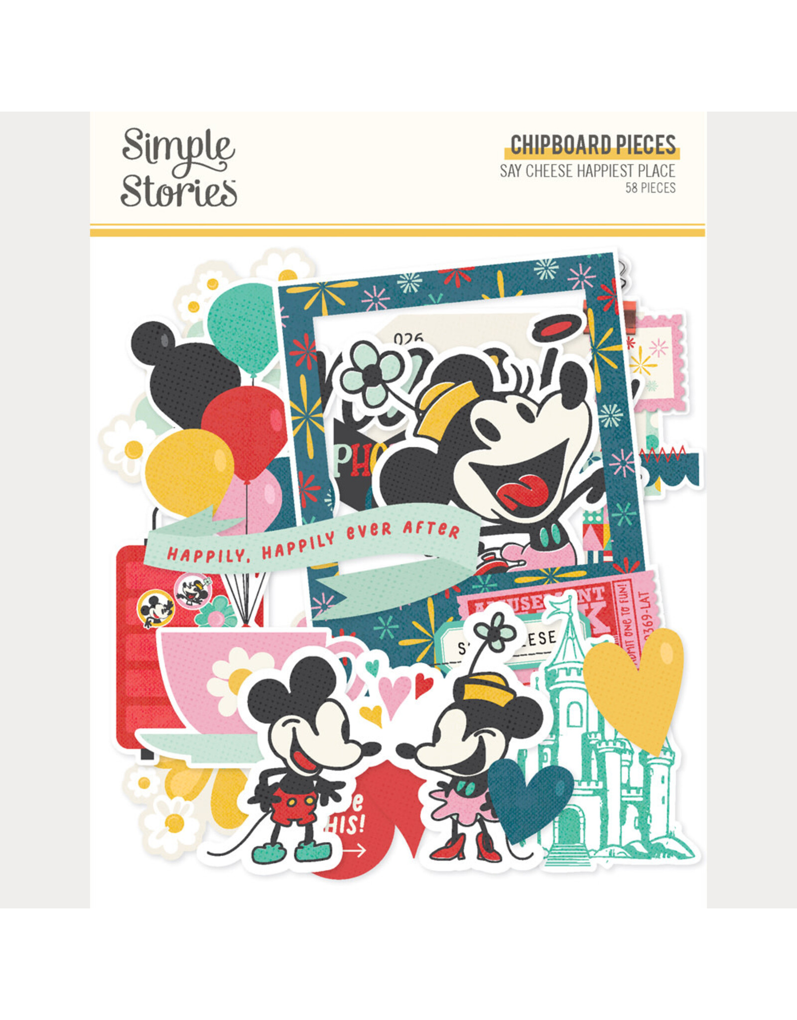 SIMPLE STORIES SIMPLE STORIES SAY CHEESE HAPPIEST PLACE CHIPBOARD PIECES 58/PK