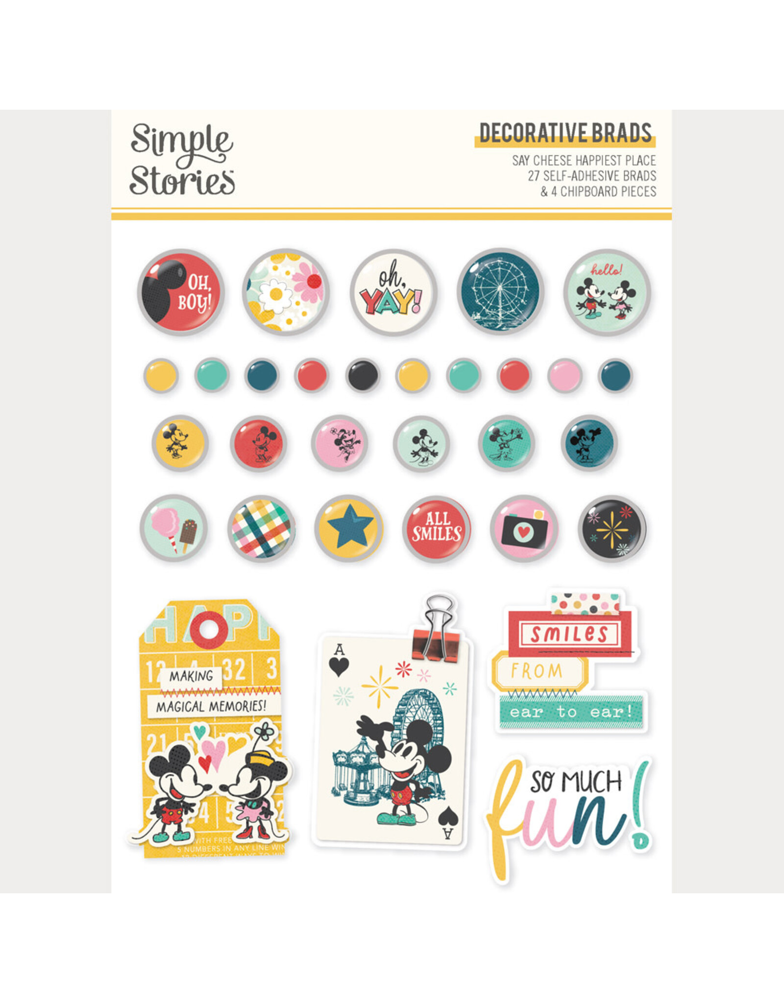 SIMPLE STORIES SIMPLE STORIES SAY CHEESE HAPPIEST PLACE DECORATIVE BRADS