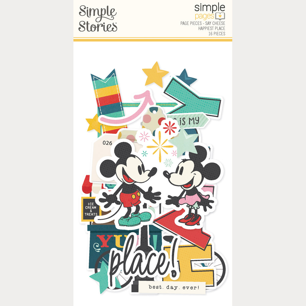 SIMPLE STORIES SIMPLE STORIES SIMPLE PAGES SAY CHEESE HAPPIEST PLACE PAGE PIECES 16/PK