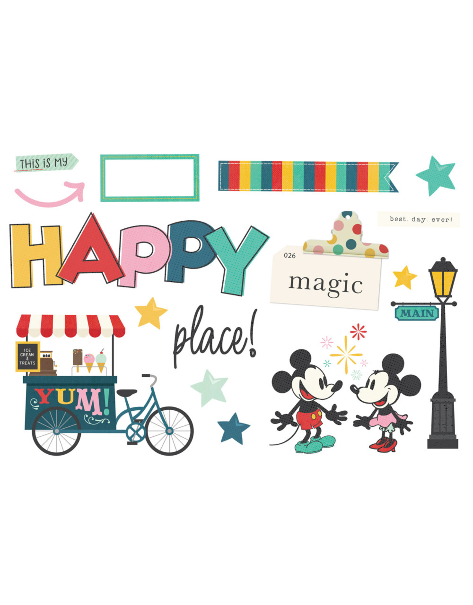 SIMPLE STORIES SIMPLE STORIES SIMPLE PAGES SAY CHEESE HAPPIEST PLACE PAGE PIECES 16/PK