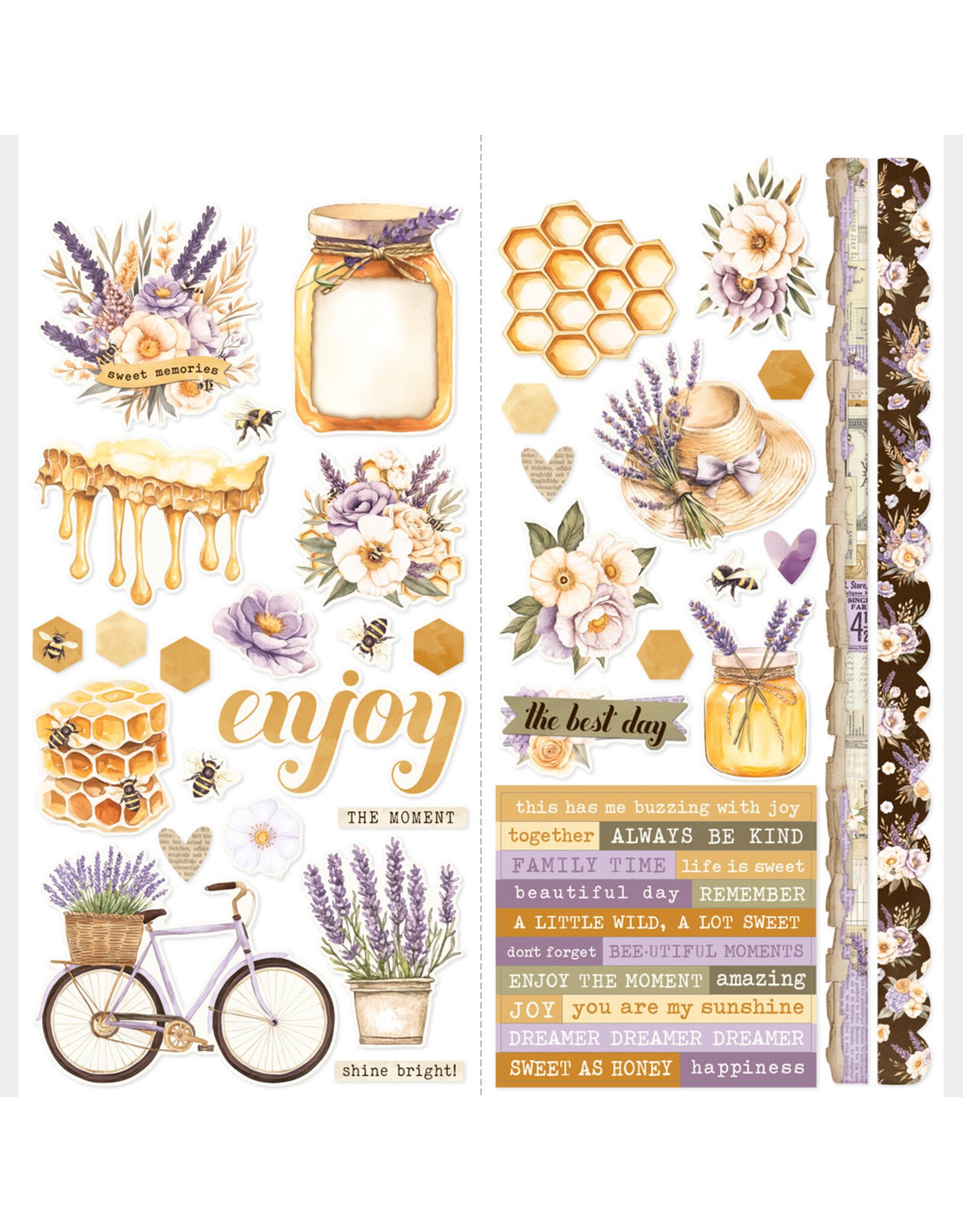 SIMPLE STORIES SIMPLE STORIES SIMPLE VINTAGE LAVENDER FIELDS 12x12 CARDSTOCK STICKERS ICONS