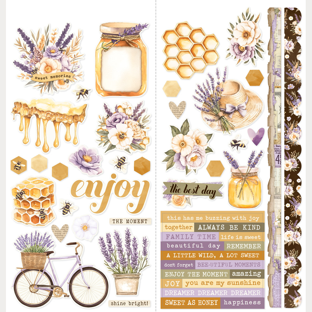 SIMPLE STORIES SIMPLE STORIES SIMPLE VINTAGE LAVENDER FIELDS 12x12 CARDSTOCK STICKERS ICONS