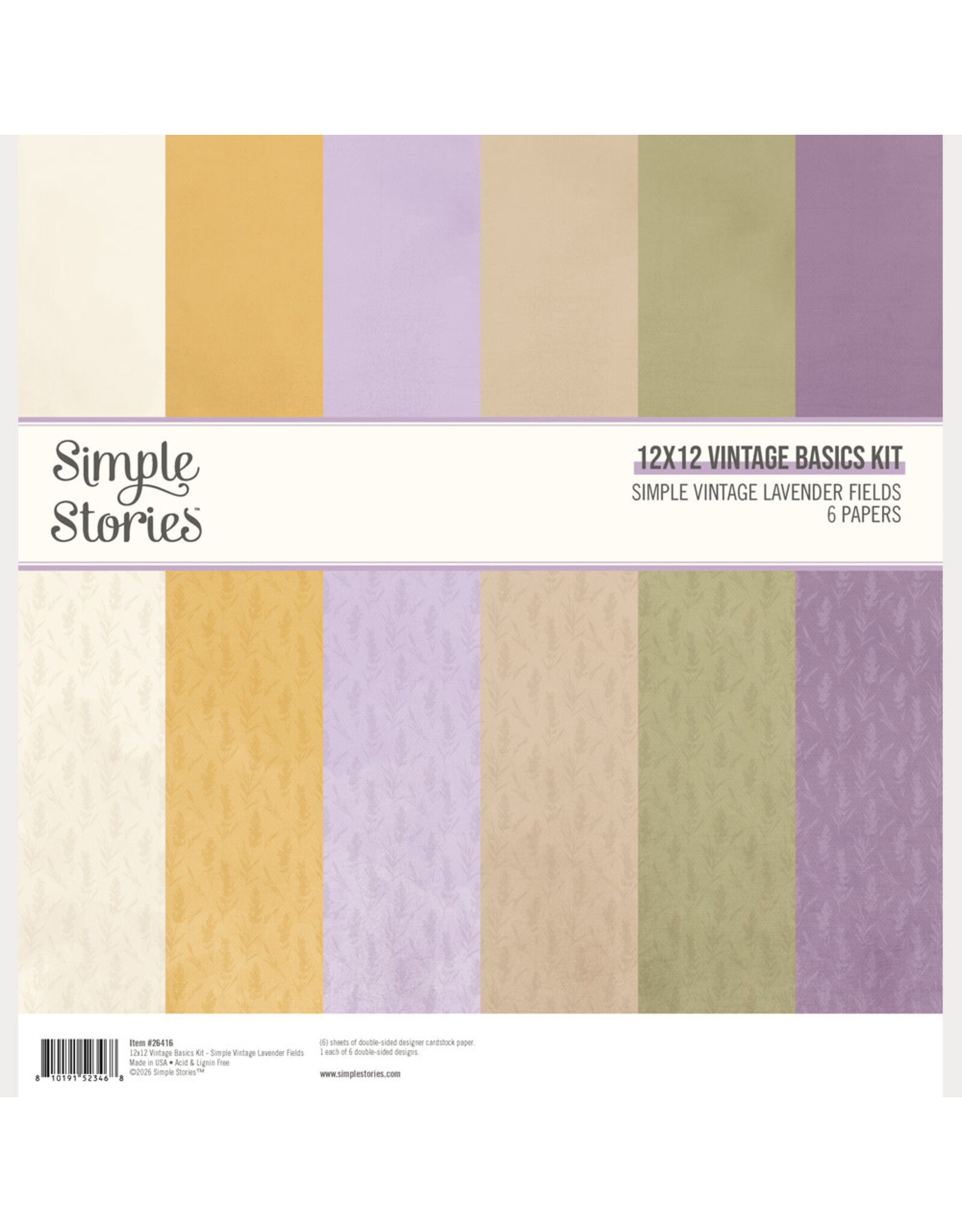 SIMPLE STORIES SIMPLE STORIES SIMPLE VINTAGE LAVENDER FIELDS 12x12 BASICS KIT