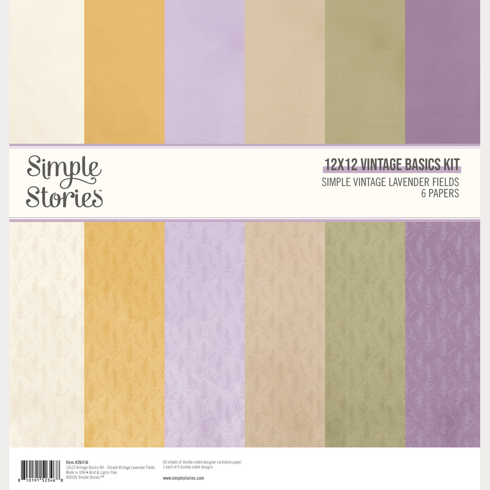 SIMPLE STORIES SIMPLE STORIES SIMPLE VINTAGE LAVENDER FIELDS 12x12 BASICS KIT