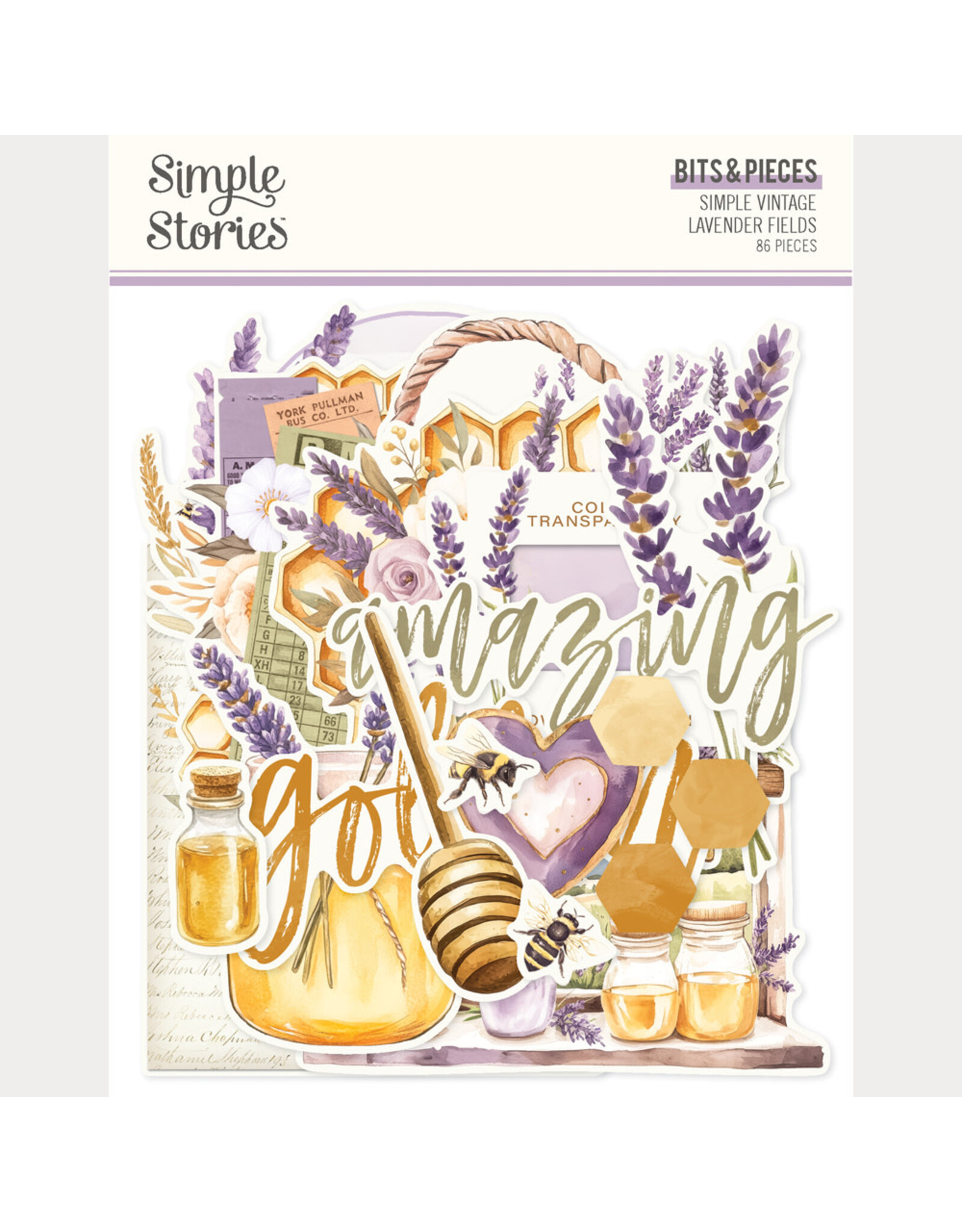 SIMPLE STORIES SIMPLE STORIES SIMPLE VINTAGE LAVENDER FIELDS BITS & PIECES 86/PK
