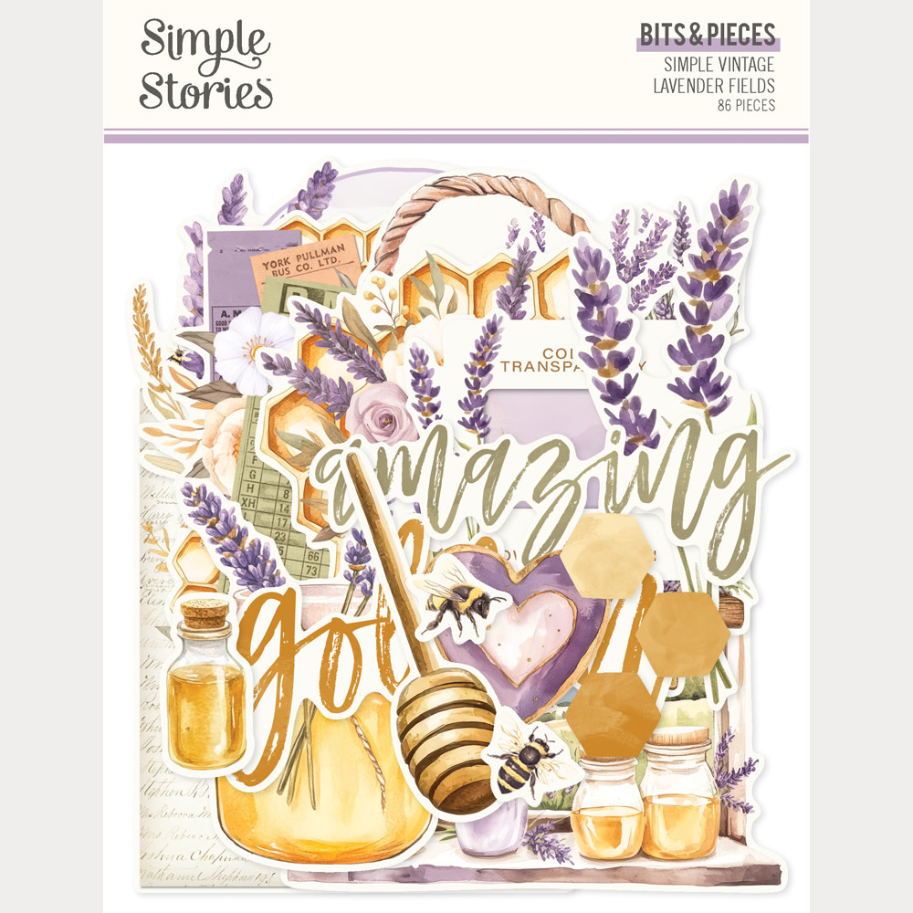 SIMPLE STORIES SIMPLE STORIES SIMPLE VINTAGE LAVENDER FIELDS BITS & PIECES 86/PK