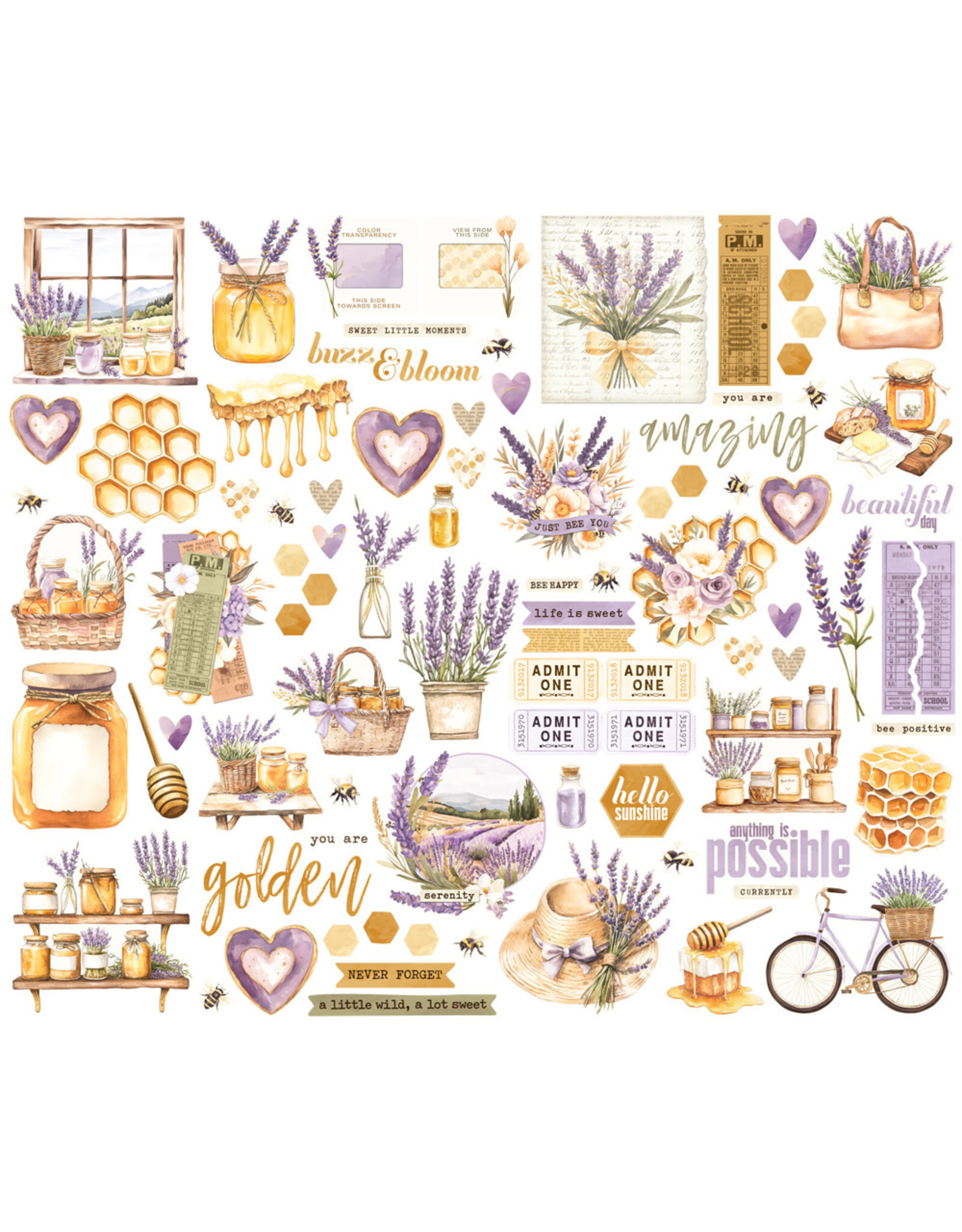 SIMPLE STORIES SIMPLE STORIES SIMPLE VINTAGE LAVENDER FIELDS BITS & PIECES 86/PK