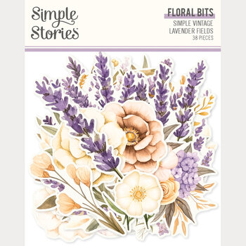 SIMPLE STORIES SIMPLE STORIES SIMPLE VINTAGE LAVENDER FIELDS FLORAL BITS & PIECES 38/PK
