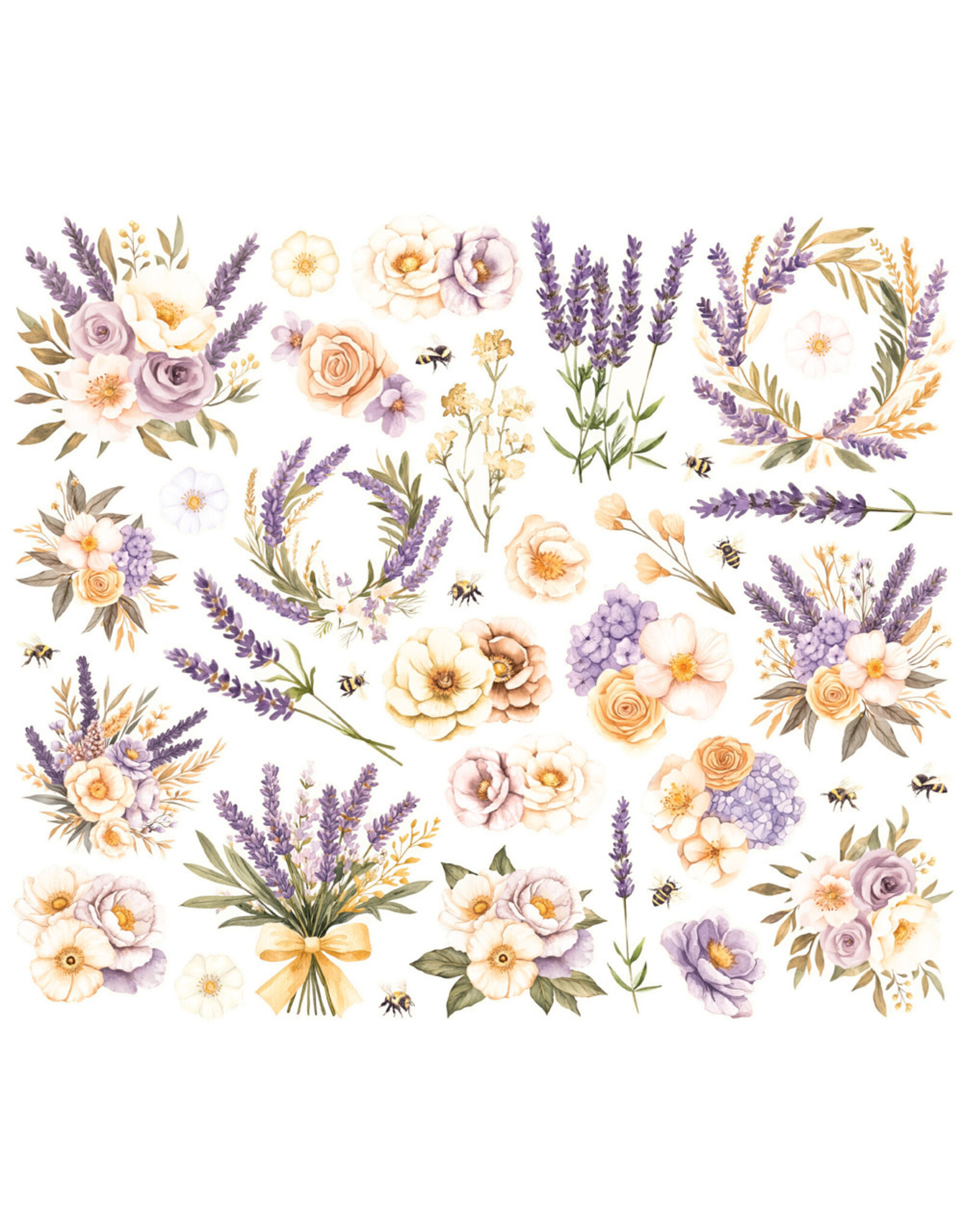 SIMPLE STORIES SIMPLE STORIES SIMPLE VINTAGE LAVENDER FIELDS FLORAL BITS & PIECES 38/PK