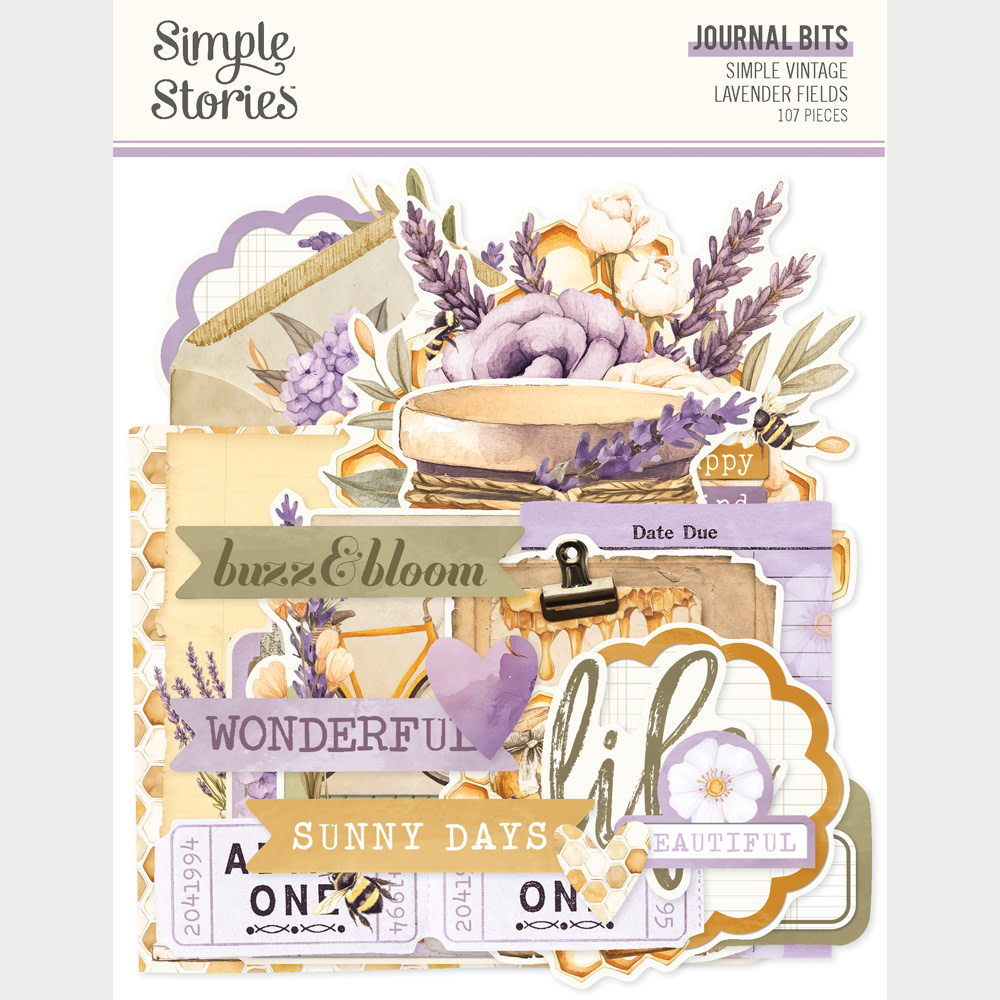 SIMPLE STORIES SIMPLE STORIES SIMPLE VINTAGE LAVENDER FIELDS JOURNAL BITS & PIECES 107/PK
