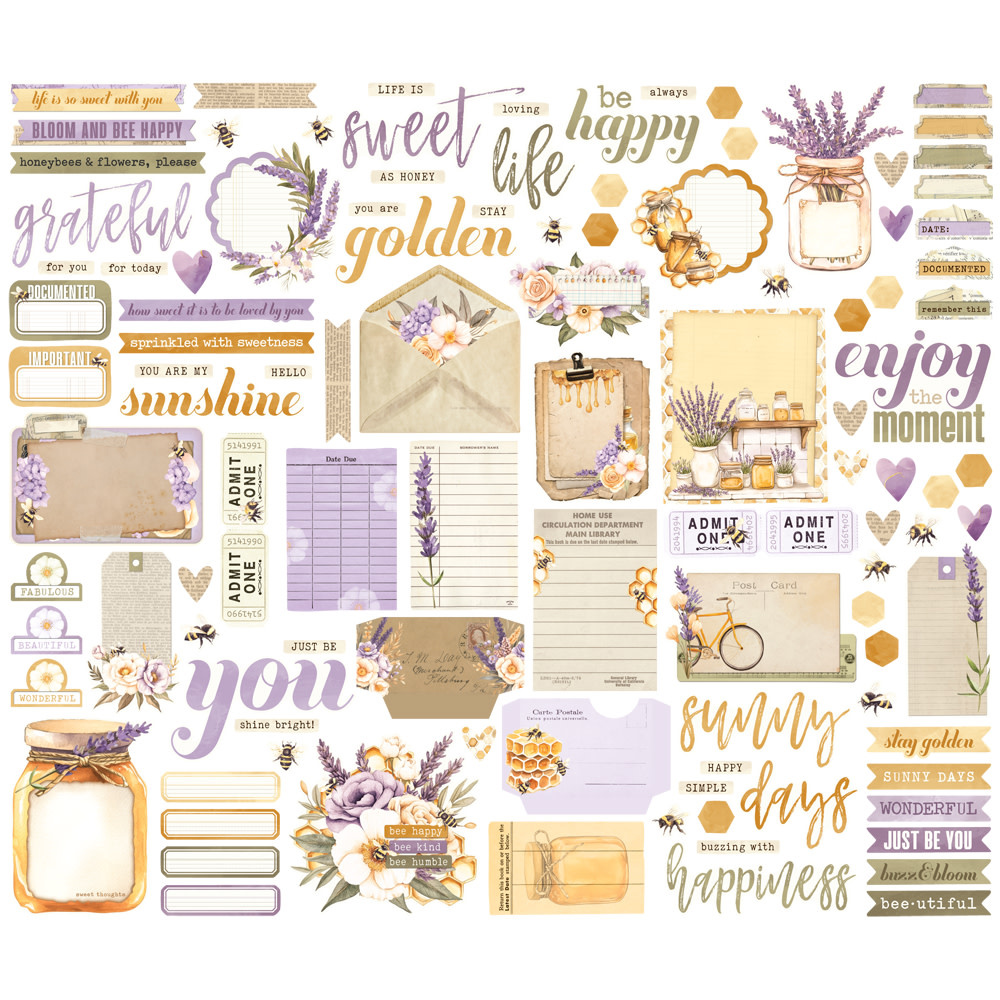 SIMPLE STORIES SIMPLE STORIES SIMPLE VINTAGE LAVENDER FIELDS JOURNAL BITS & PIECES 107/PK