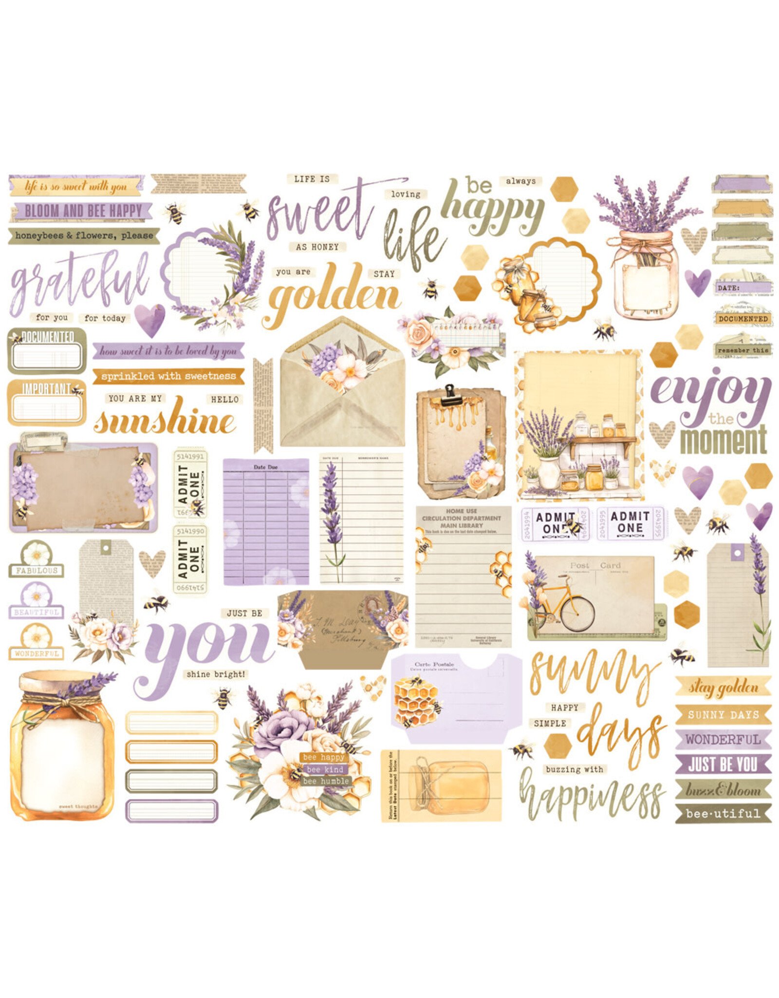 SIMPLE STORIES SIMPLE STORIES SIMPLE VINTAGE LAVENDER FIELDS JOURNAL BITS & PIECES 107/PK