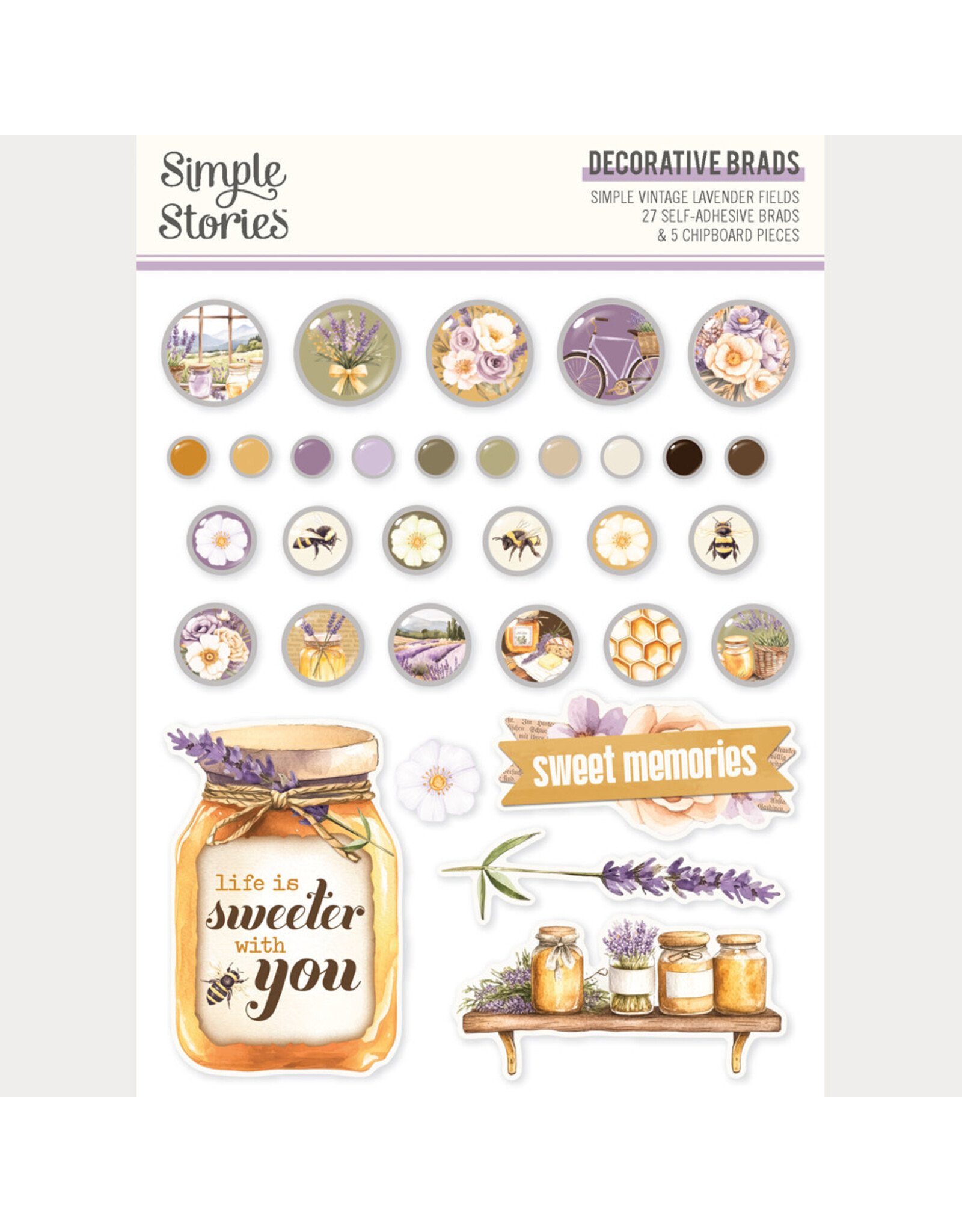 SIMPLE STORIES SIMPLE STORIES SIMPLE VINTAGE LAVENDER FIELDS DECORATIVE BRADS