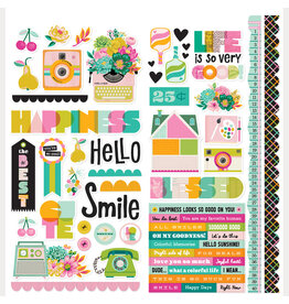 SIMPLE STORIES SIMPLE STORIES COLOR ME HAPPY 12x12 CARDSTOCK STICKERS ICONS