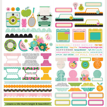 SIMPLE STORIES SIMPLE STORIES COLOR ME HAPPY 12x12 CARDSTOCK STICKERS BASICS
