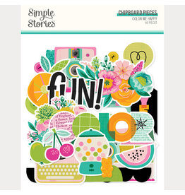 SIMPLE STORIES SIMPLE STORIES COLOR ME HAPPY CHIPBOARD PIECES 66/PK