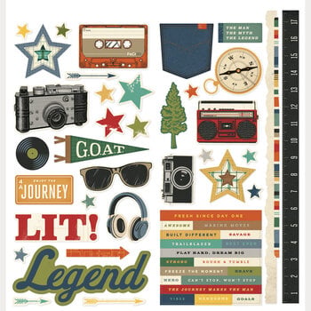 SIMPLE STORIES SIMPLE STORIES RUSTIC LEGEND 12x12 CARDSTOCK STICKERS ICONS
