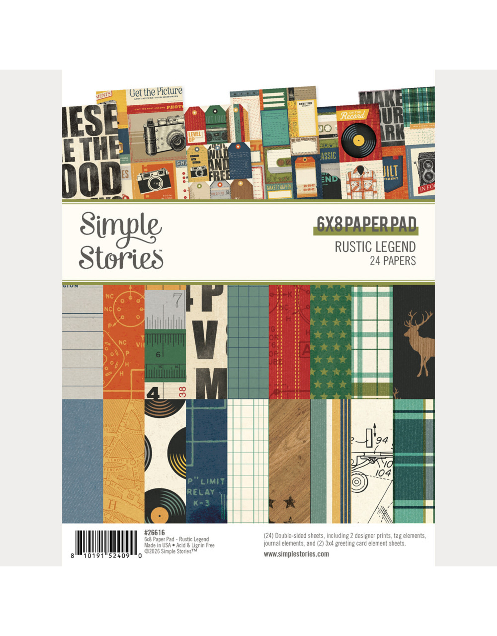 SIMPLE STORIES SIMPLE STORIES RUSTIC LEGEND 6x8 PAPER PAD 24 SHEETS