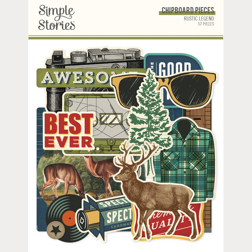 SIMPLE STORIES SIMPLE STORIES RUSTIC LEGEND CHIPBOARD PIECES 57/PK