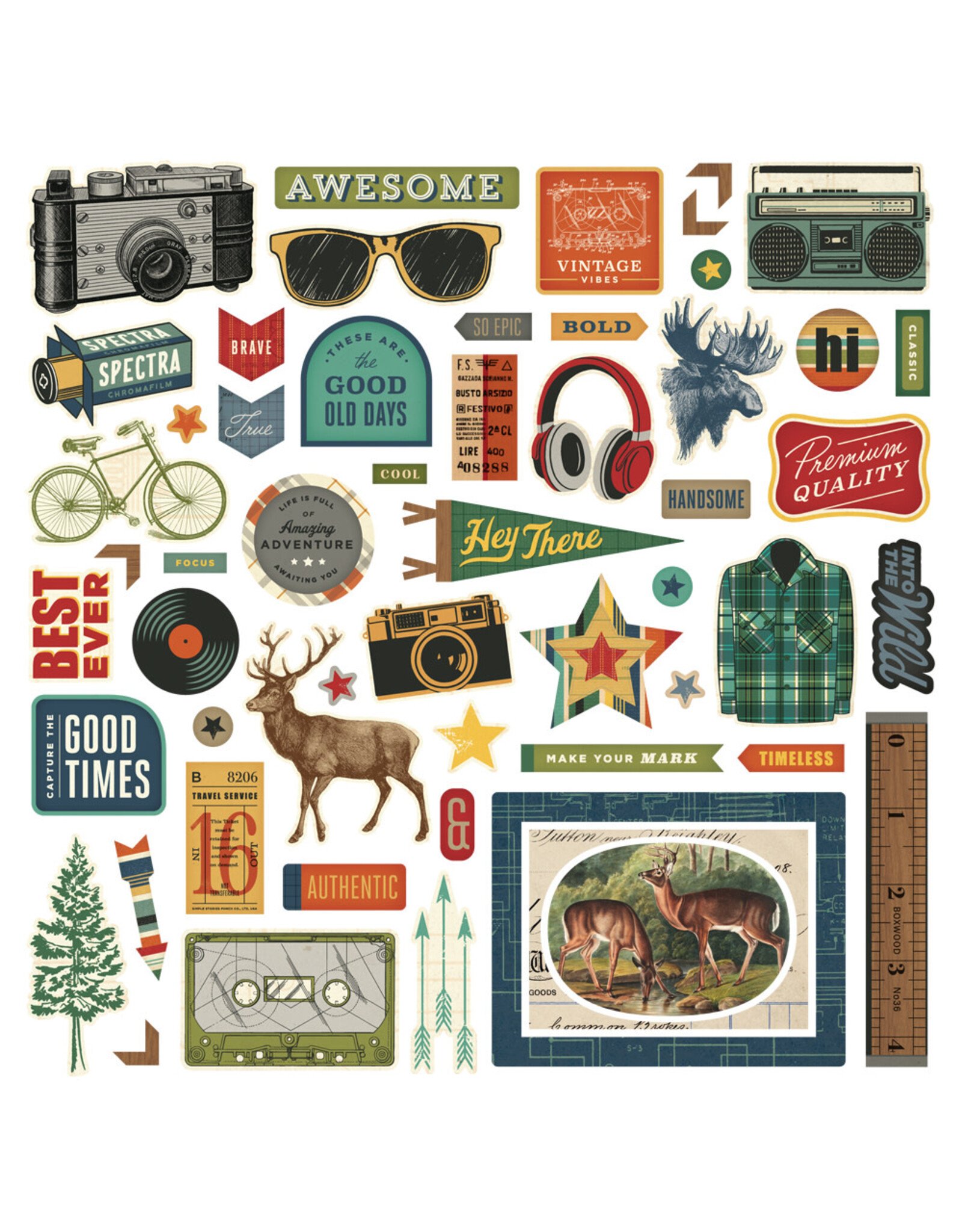 SIMPLE STORIES SIMPLE STORIES RUSTIC LEGEND CHIPBOARD PIECES 57/PK