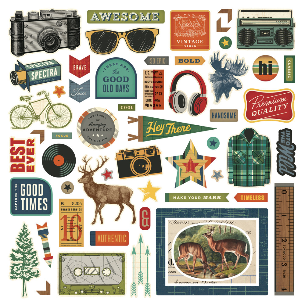 SIMPLE STORIES SIMPLE STORIES RUSTIC LEGEND CHIPBOARD PIECES 57/PK