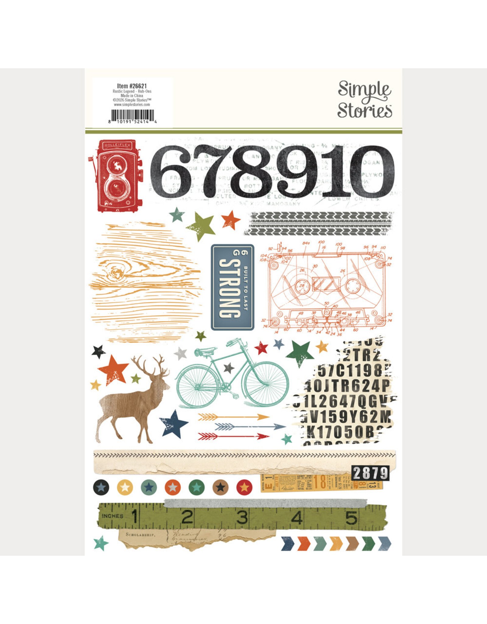 SIMPLE STORIES SIMPLE STORIES RUSTIC LEGEND 6x8 RUB-ONS 2/PK