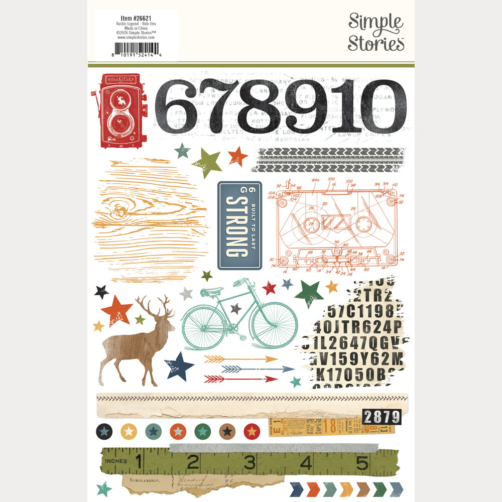 SIMPLE STORIES SIMPLE STORIES RUSTIC LEGEND 6x8 RUB-ONS 2/PK
