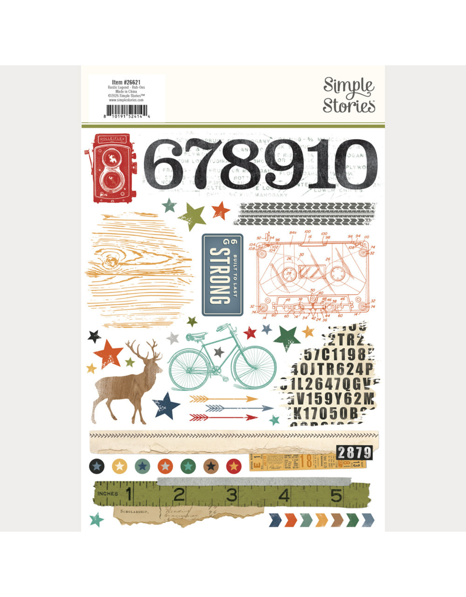 SIMPLE STORIES SIMPLE STORIES RUSTIC LEGEND 6x8 RUB-ONS 2/PK