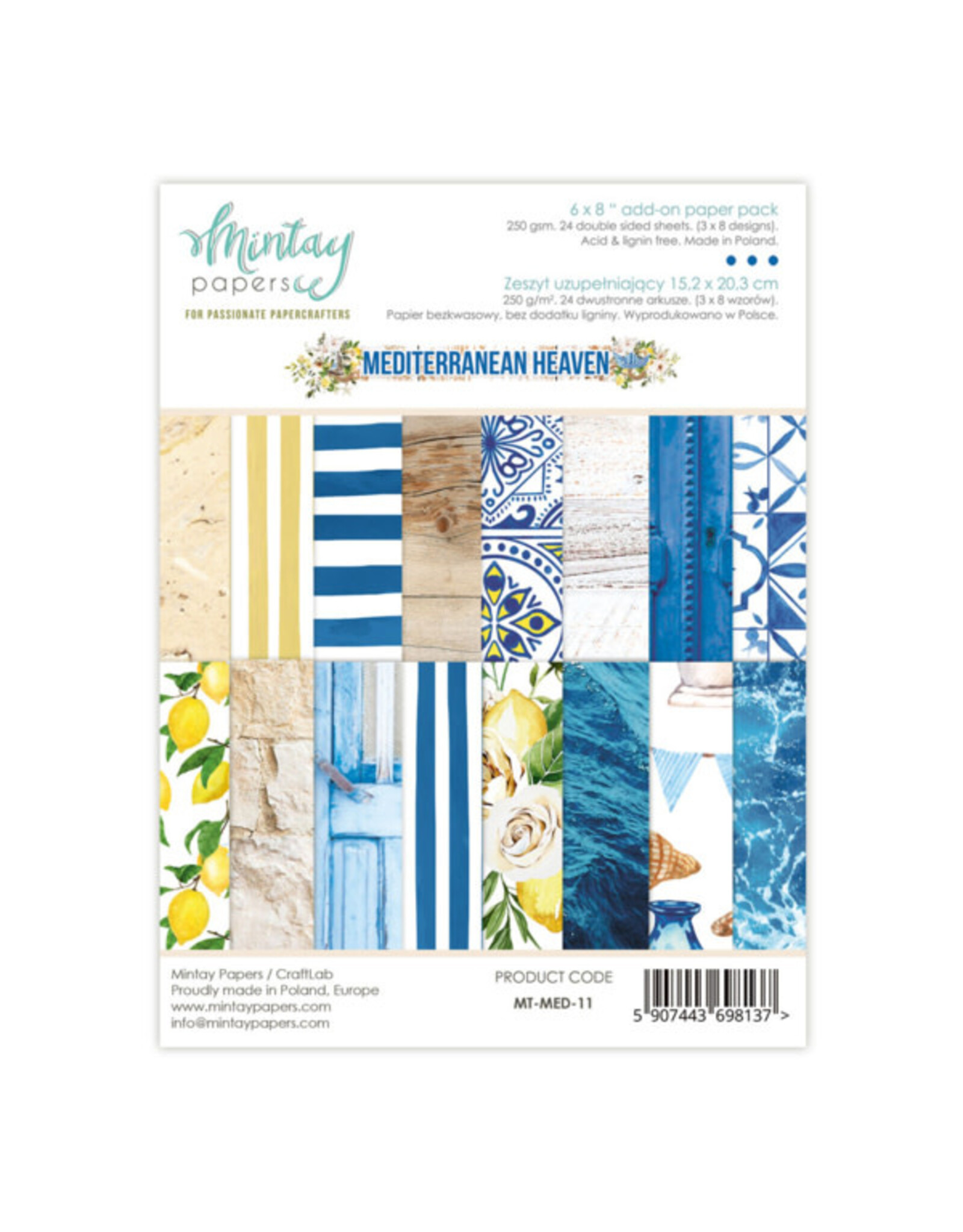 MINTAY MINTAY MEDITERRANEAN HEAVEN 6x8 ADD-ON PAPER PAD 24 SHEETS