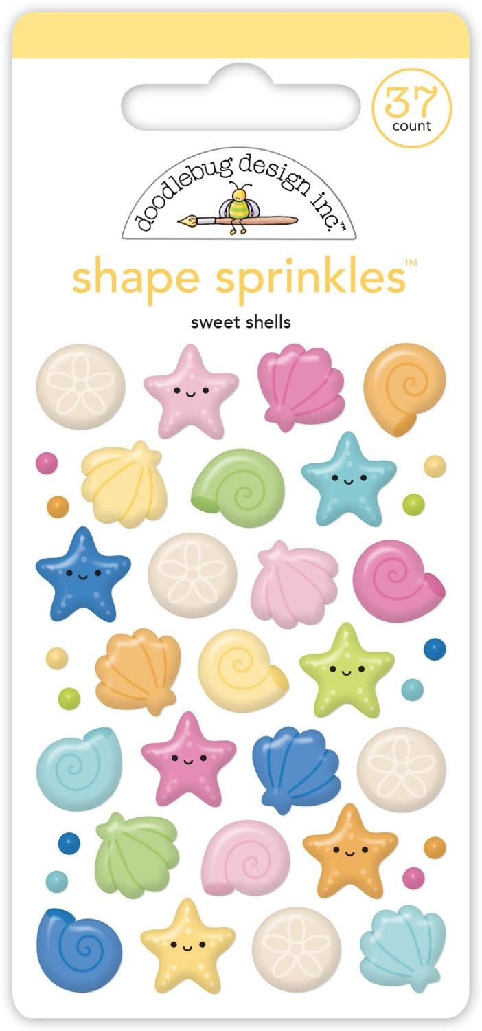 DOODLEBUG DESIGN DOODLEBUG SUMMER FUN SWEET SHELLS ENAMEL SHAPES