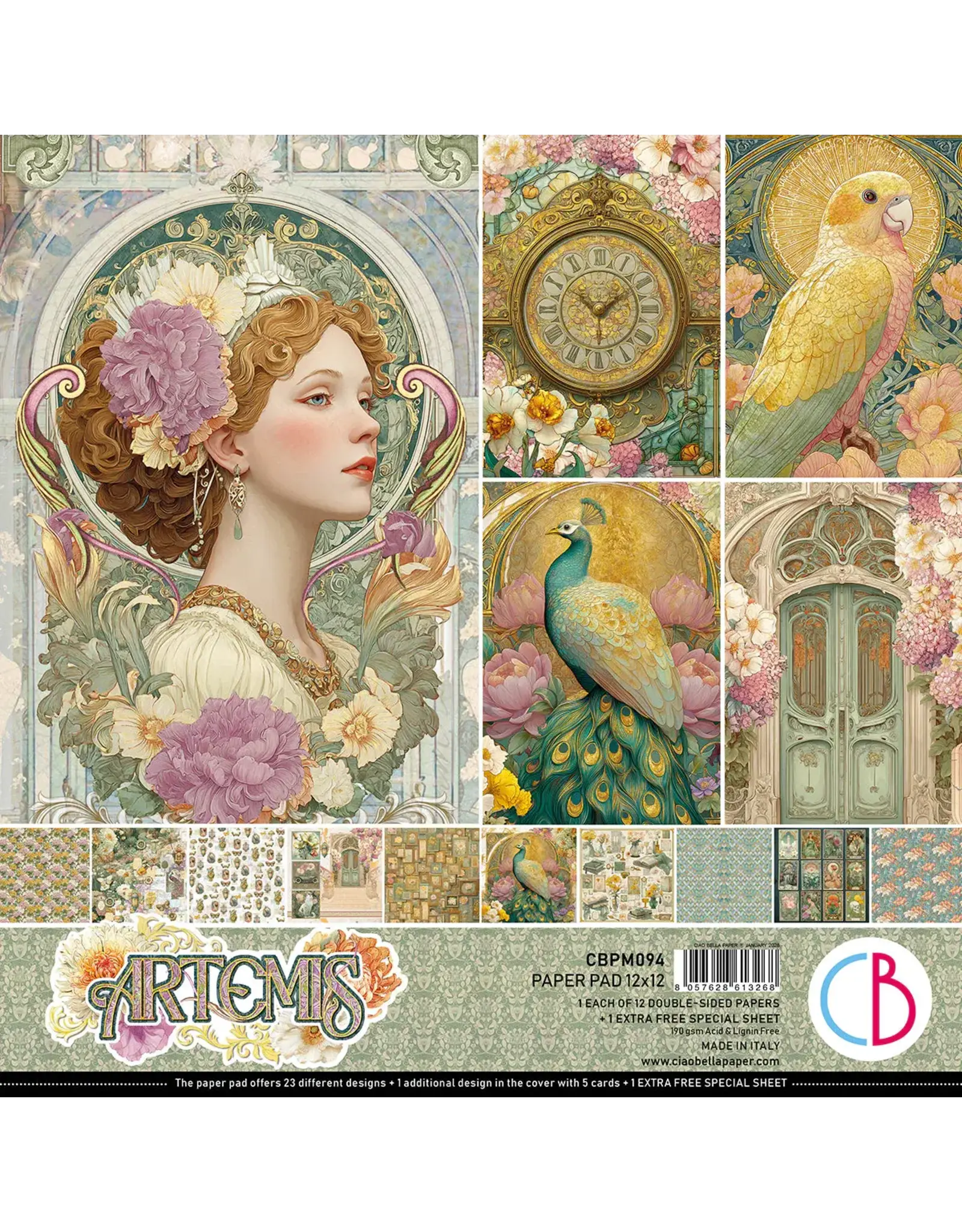 CIAO BELLA CIAO BELLA ARTEMIS 12x12 PAPER PAD 12 SHEETS