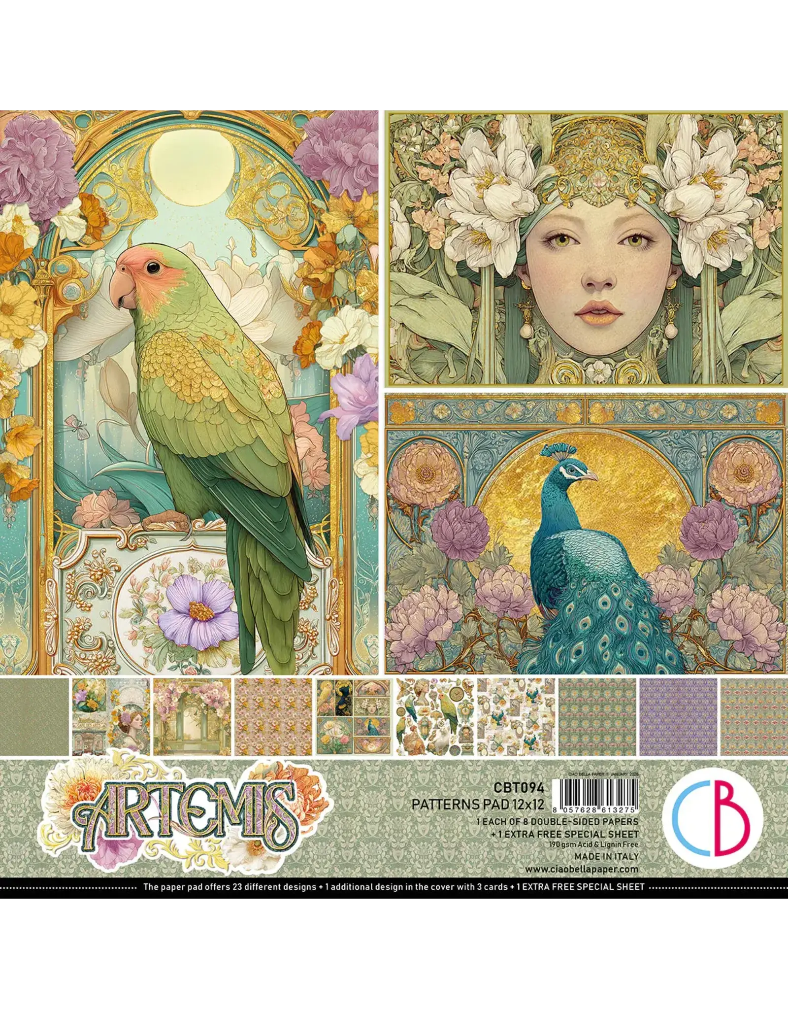 CIAO BELLA CIAO BELLA ARTEMIS 12x12 PATTERNS PAD 8 SHEETS