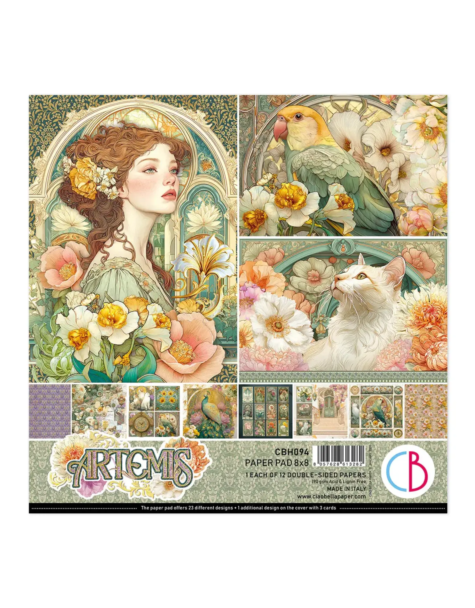 CIAO BELLA CIAO BELLA ARTEMIS 8x8 PAPER PAD 12 SHEETS
